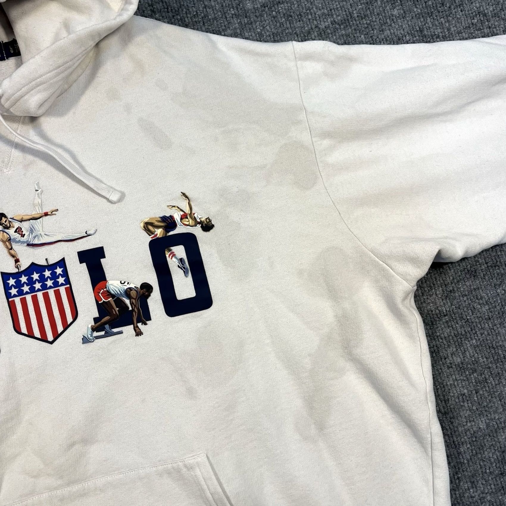 Ralph Lauren Polo Ralph Lauren Hoodie Vtg Olympics Track & Field Print Sweatshirt White Large Size US L / EU 52-54 / 3 - 3 Thumbnail