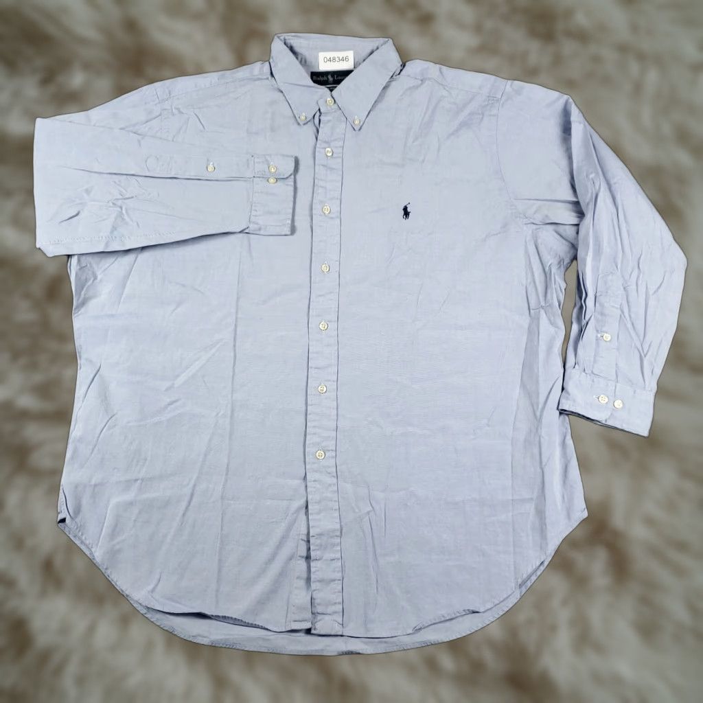 Ralph Lauren Ralph Lauren Dress Shirt Mens 17.5 Blue Long Sleeve Button-Up Cotton Size 46R - 1 Thumbnail