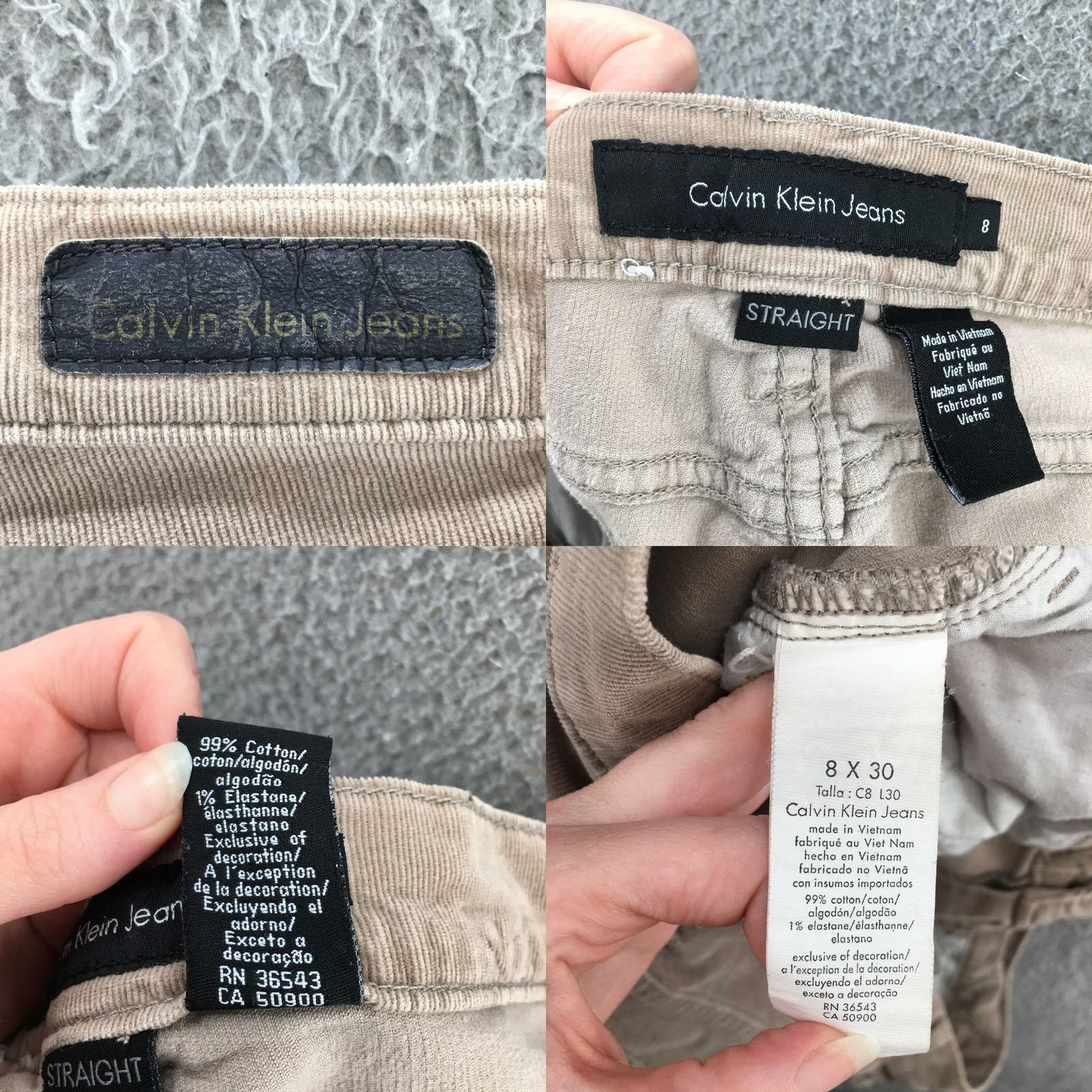 Calvin Klein Calvin Klein Corduroy Straight Pants Womens 8x30 Beige Mid Rise Casual Size 30" / US 8 / IT 44 - 10 Thumbnail