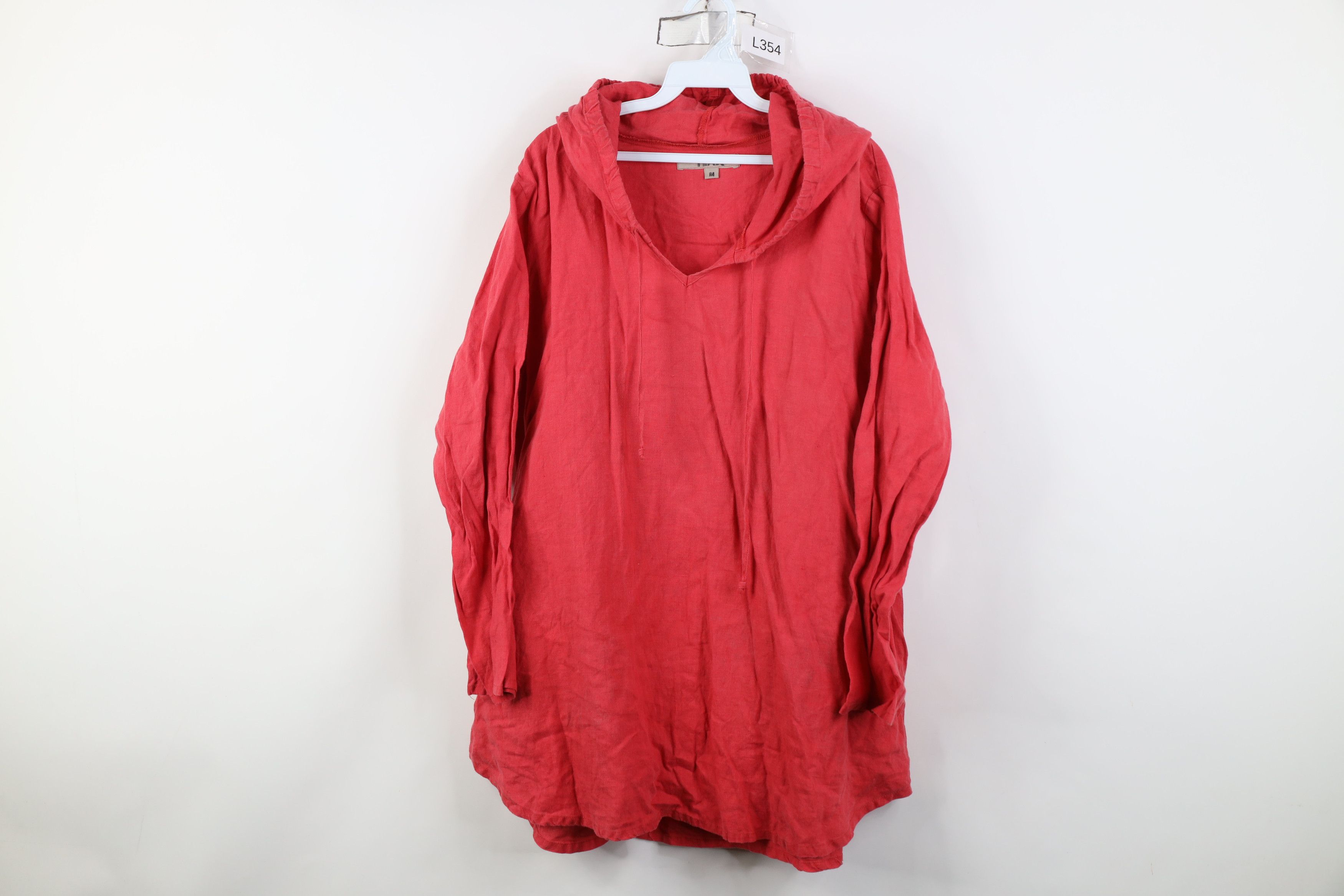 FLAX Flax Linen Blank Oversized Baggy Hoodie Tunic Pullover Red Size M / US 6-8 / IT 42-44 - 1 Thumbnail