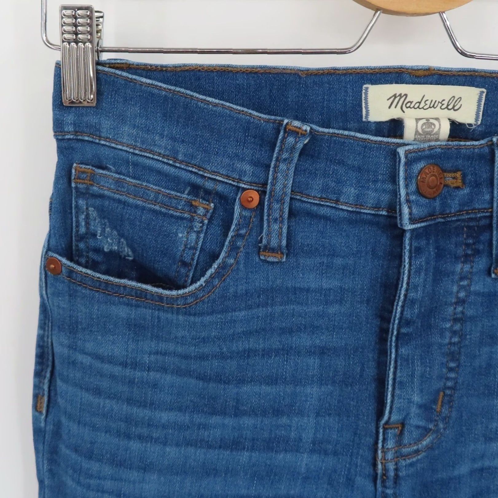 Madewell Madewell Womens Jeans 25 High Rise Skinny Crop Denim Blue Distressed 5-Pocket Size 42" / US 20 - 3 Thumbnail