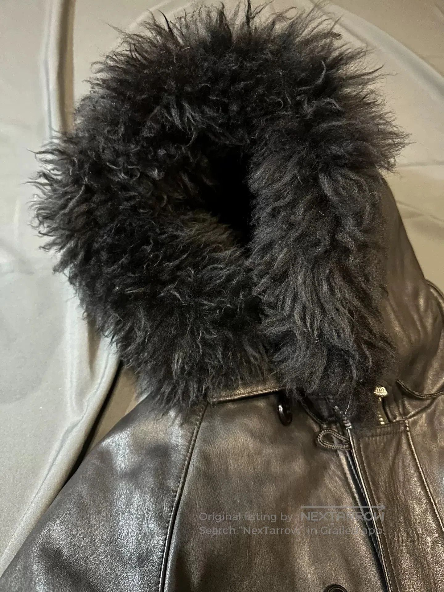 vintage black bomber leather jacket with hood.