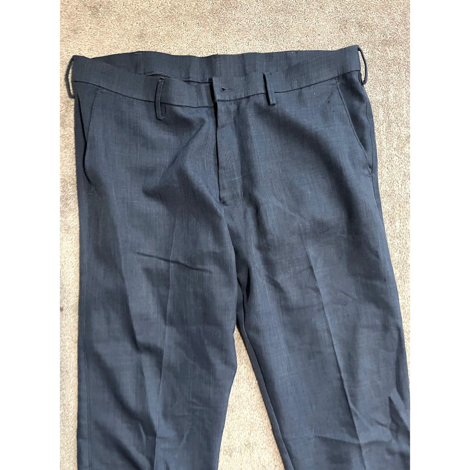 Haggar VINTAGE Haggar H26 Men's Chino Pants - Blue Cotton Blend Flat Front Straight Leg Regular Fit Size 36x30 Size US 36 / EU 52 - 2 Thumbnail