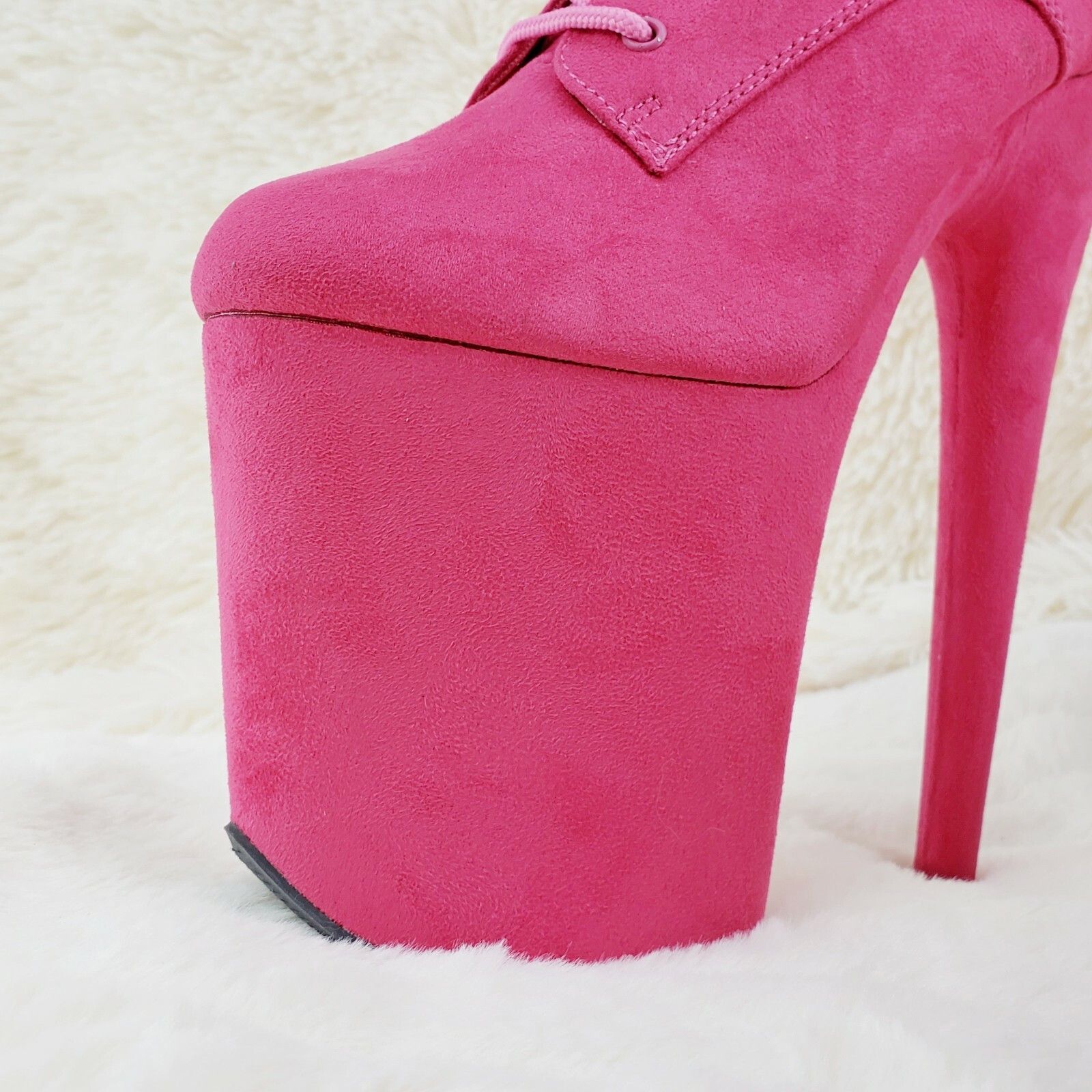 Other Flamingo 1050FS Hot Pink V-Suede 8" Heel Platform Mid Calf B Size US 9 / IT 39 - 4 Thumbnail