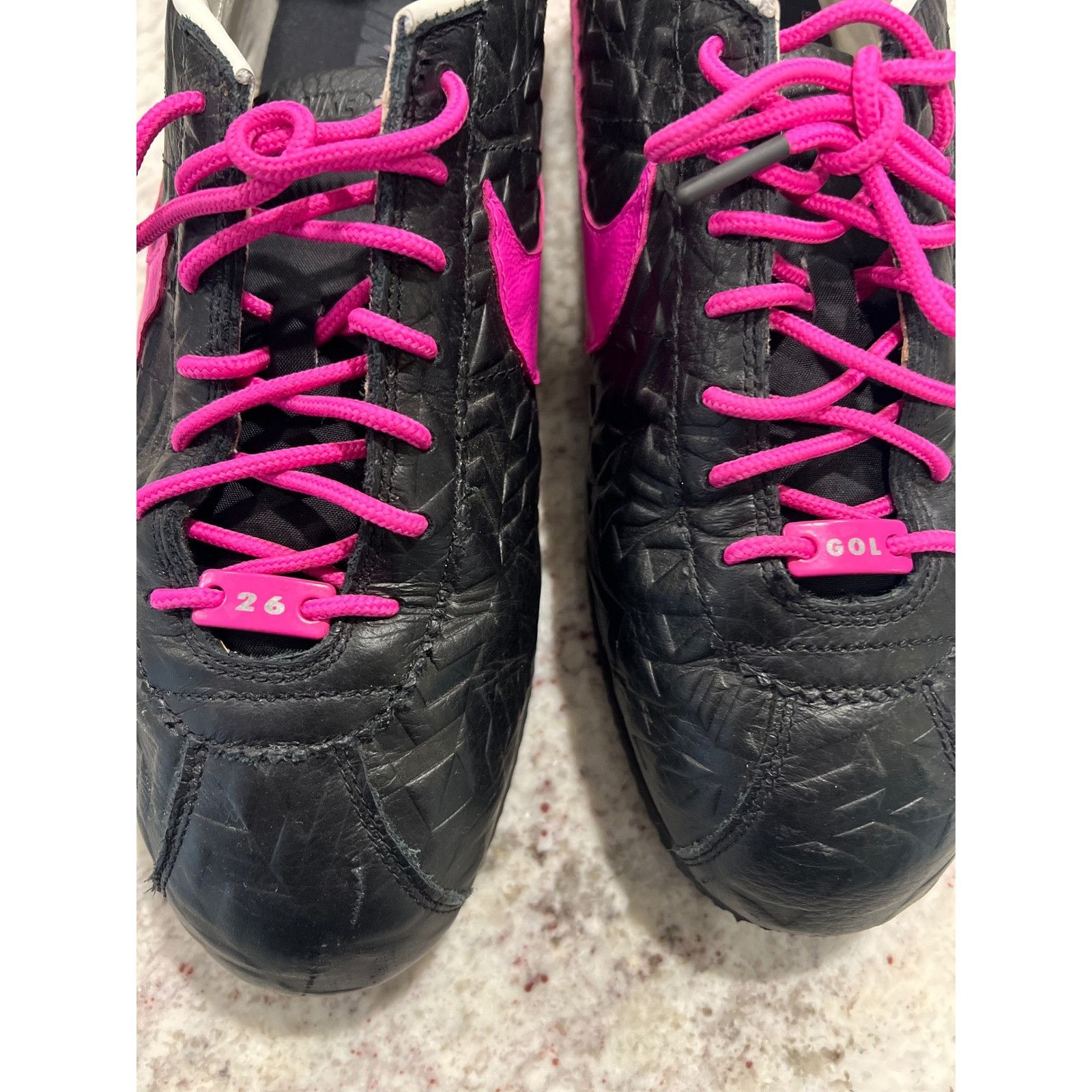 Nike Nike Cortez NikeiD Custom Black Pink Leather Sneakers Shoes Size US 12 / EU 45 - 4 Thumbnail