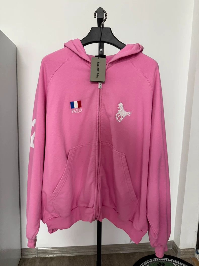 Balenciaga Balenciaga Pink Horse Zip Hoodie - dmc | Grailed