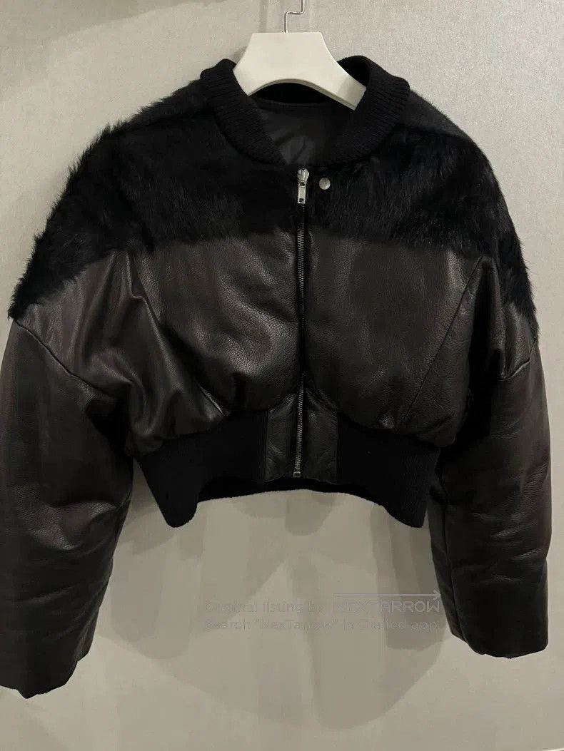 Rick Owens Black Leather Fur Padded Jacket. Size US L / EU 52-54 / 3 - 1 Thumbnail