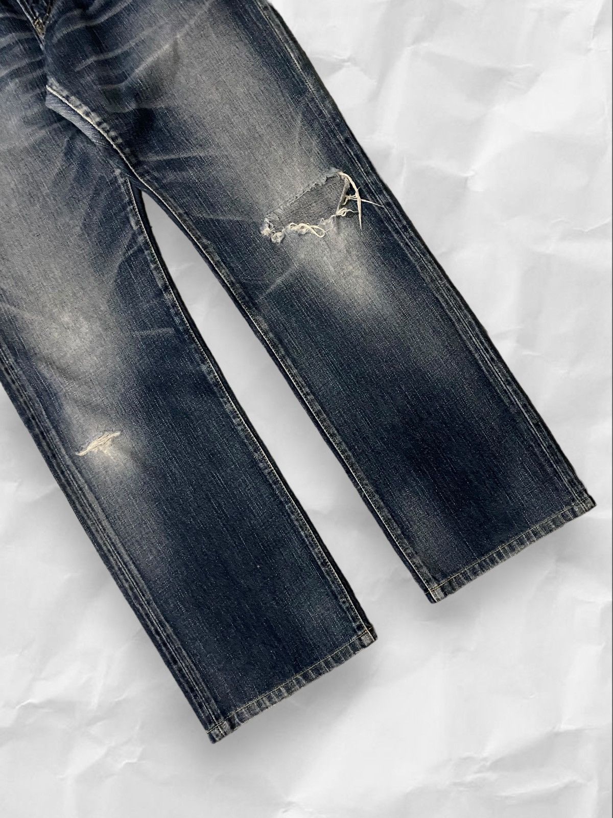 If Six Was Nine × Japanese Brand × Vintage Back Number Japan Distressed Dark Blue Wash Denim Jeans Size US 34 / EU 50 - 3 Thumbnail
