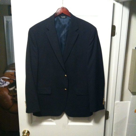 Jos. A. Bank JOS.A.BANK MENS NAVY 100%WOOL SPORT COAT JACKET SIZE:43R Size 42R - 6 Thumbnail