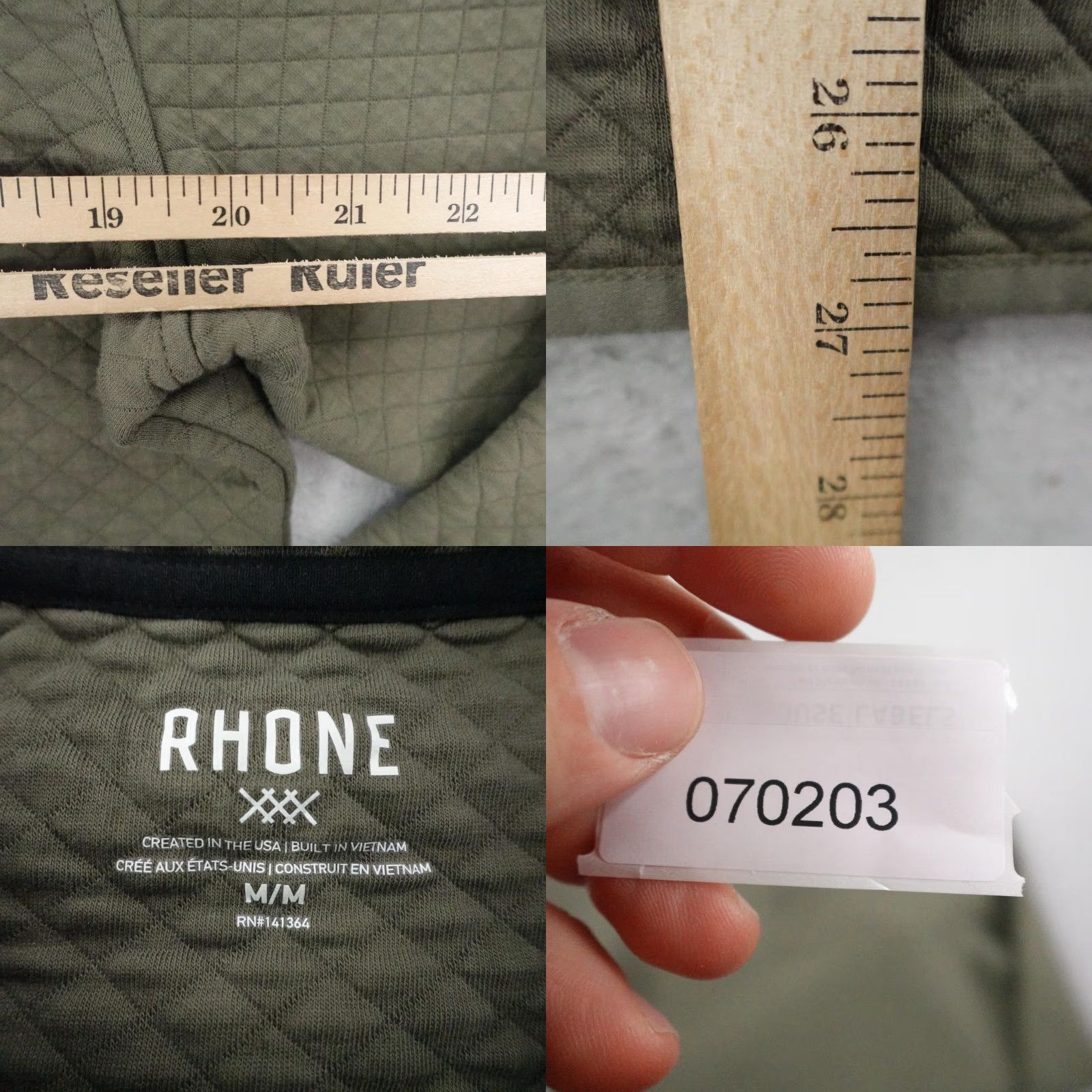 Rhone Rhone Sweater Mens Medium Green Gramercy Weekender Pullover Quilted Snap Up Size US M / EU 48-50 / 2 - 8 Thumbnail