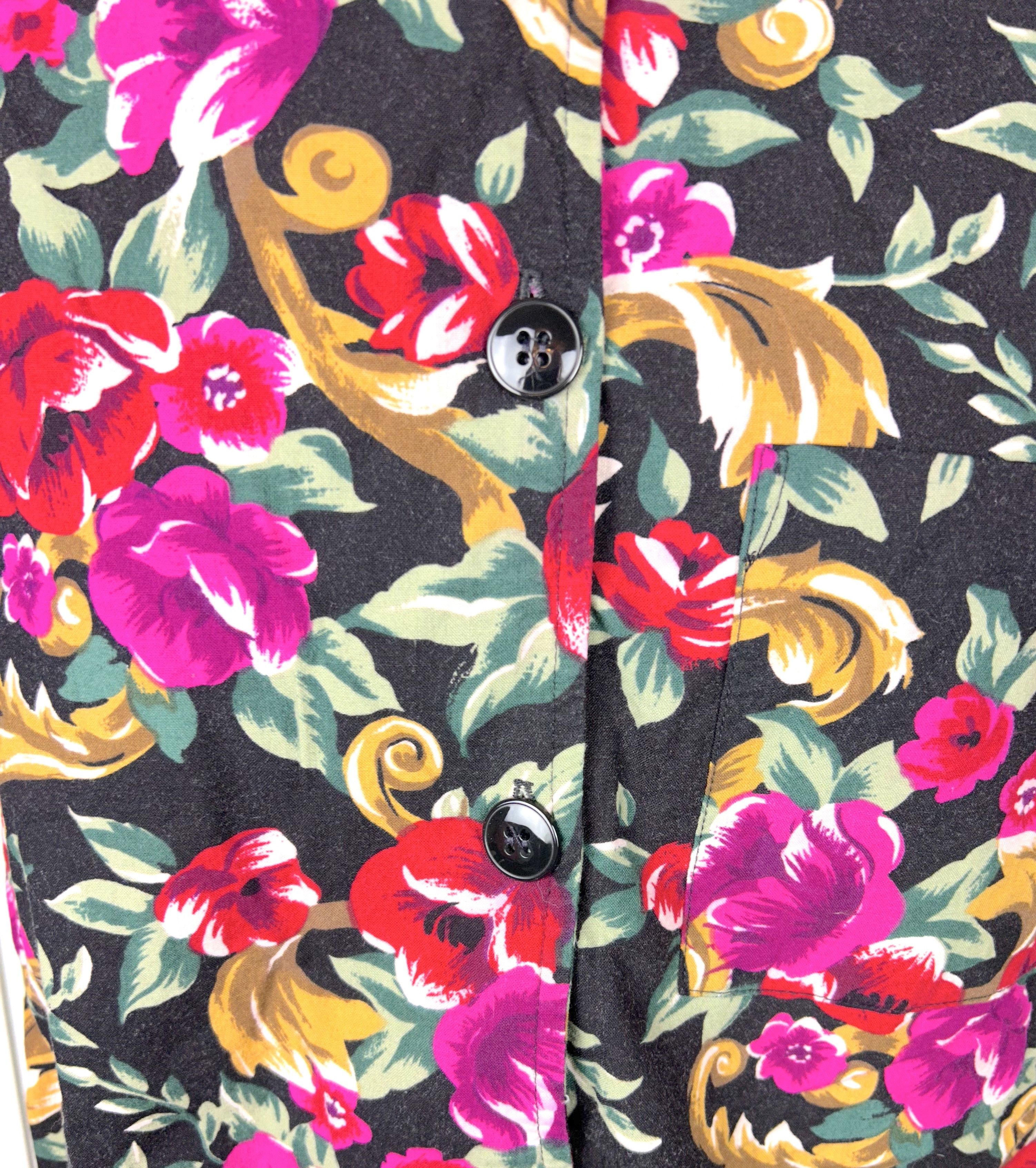 Vintage 1980's Floral Button Down Blouse Size S / US 4 / IT 40 - 5 Thumbnail