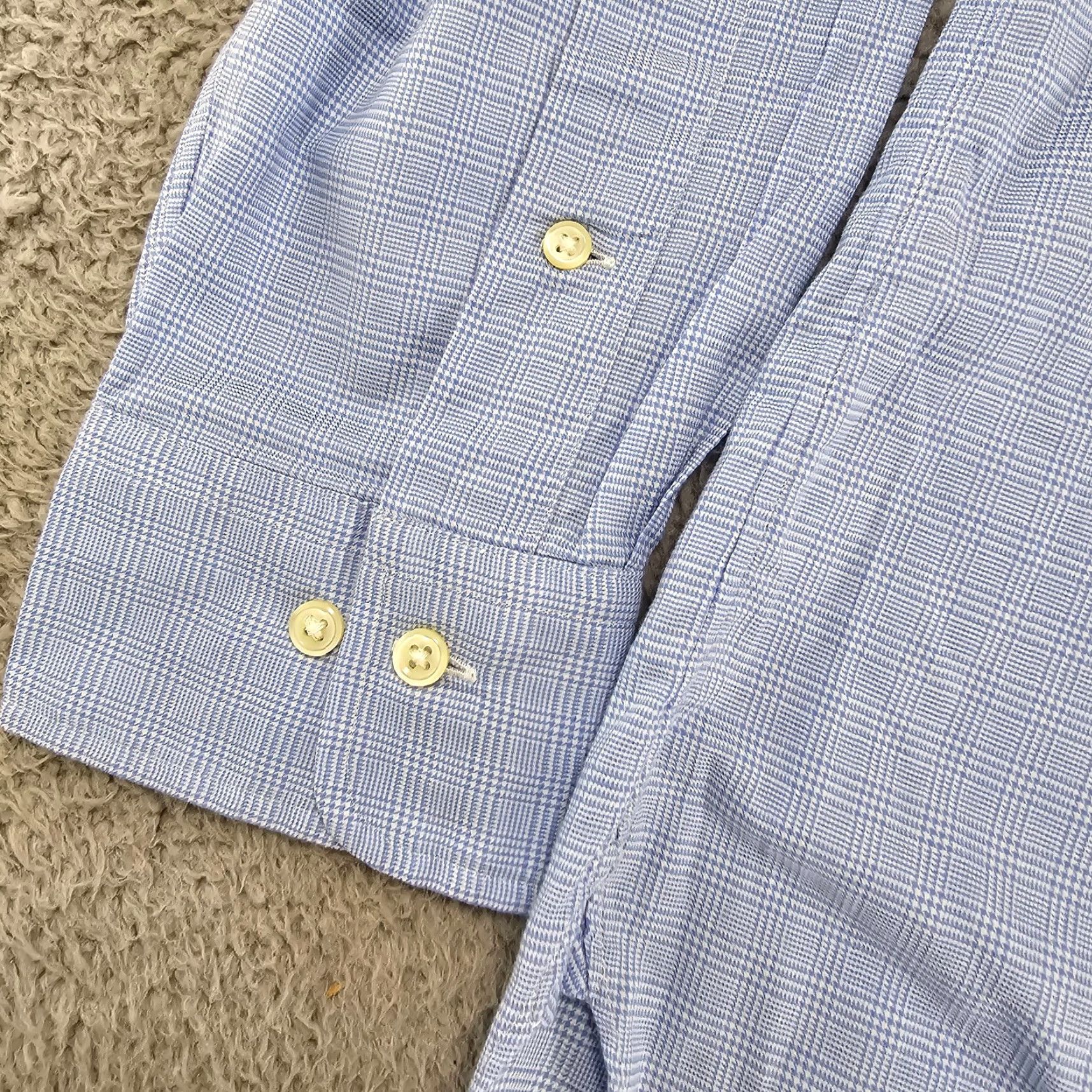 Polo Ralph Lauren Polo Ralph Lauren Dress Shirt Mens 16 Blue Grid Check Button Up Cotton Shirt Size 42R - 5 Thumbnail