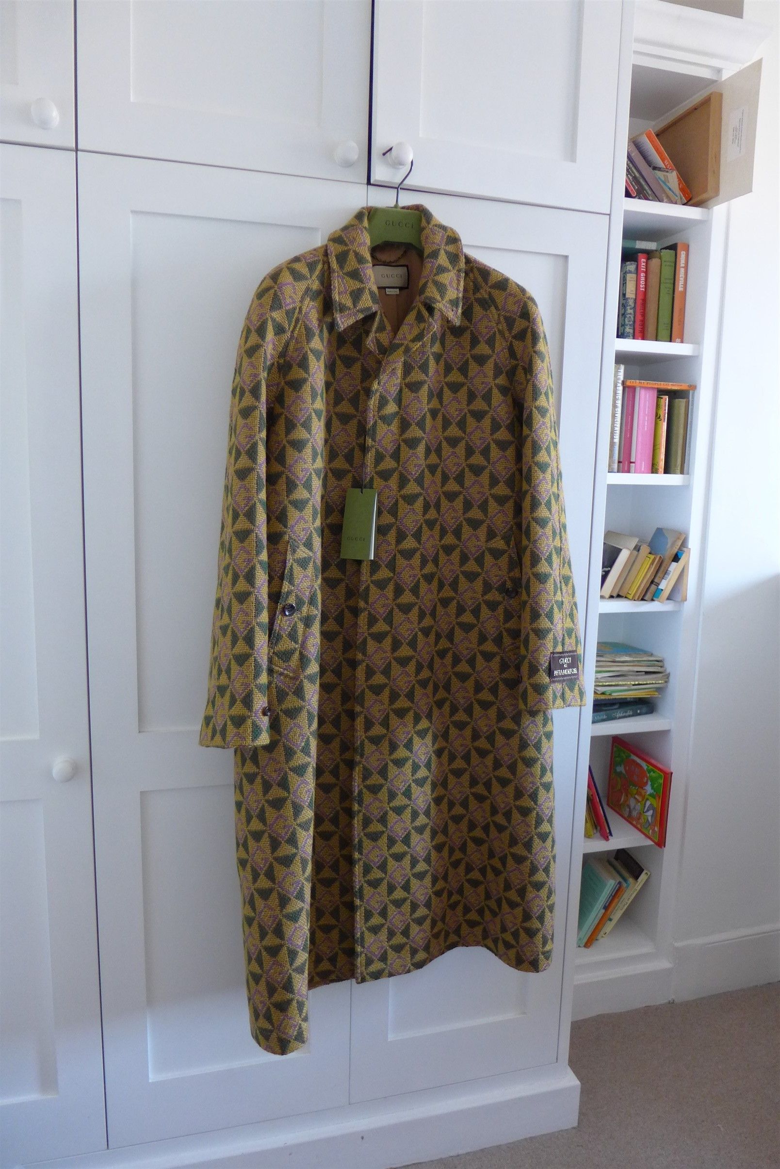 Gucci Gucci G Rhombi Wool Coat - Tan & Green Wool - Size 48 Size US M / EU 48-50 / 2 - 4 Thumbnail