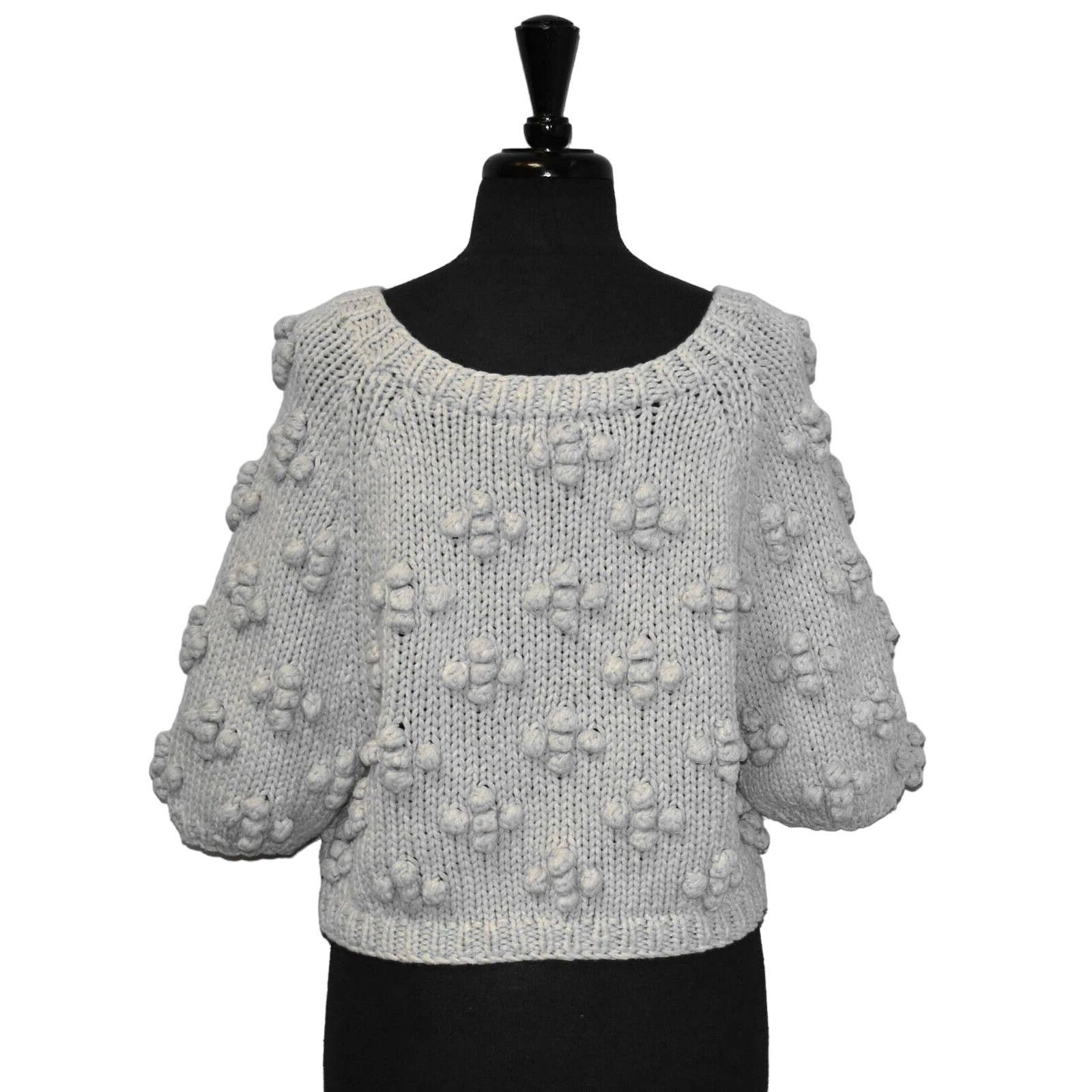 Caron Callahan A6 NEW CALLAHAN Light Gray Knit Cotton/Acrylic Sweater Sz M Size M / US 6-8 / IT 42-44 - 5 Thumbnail