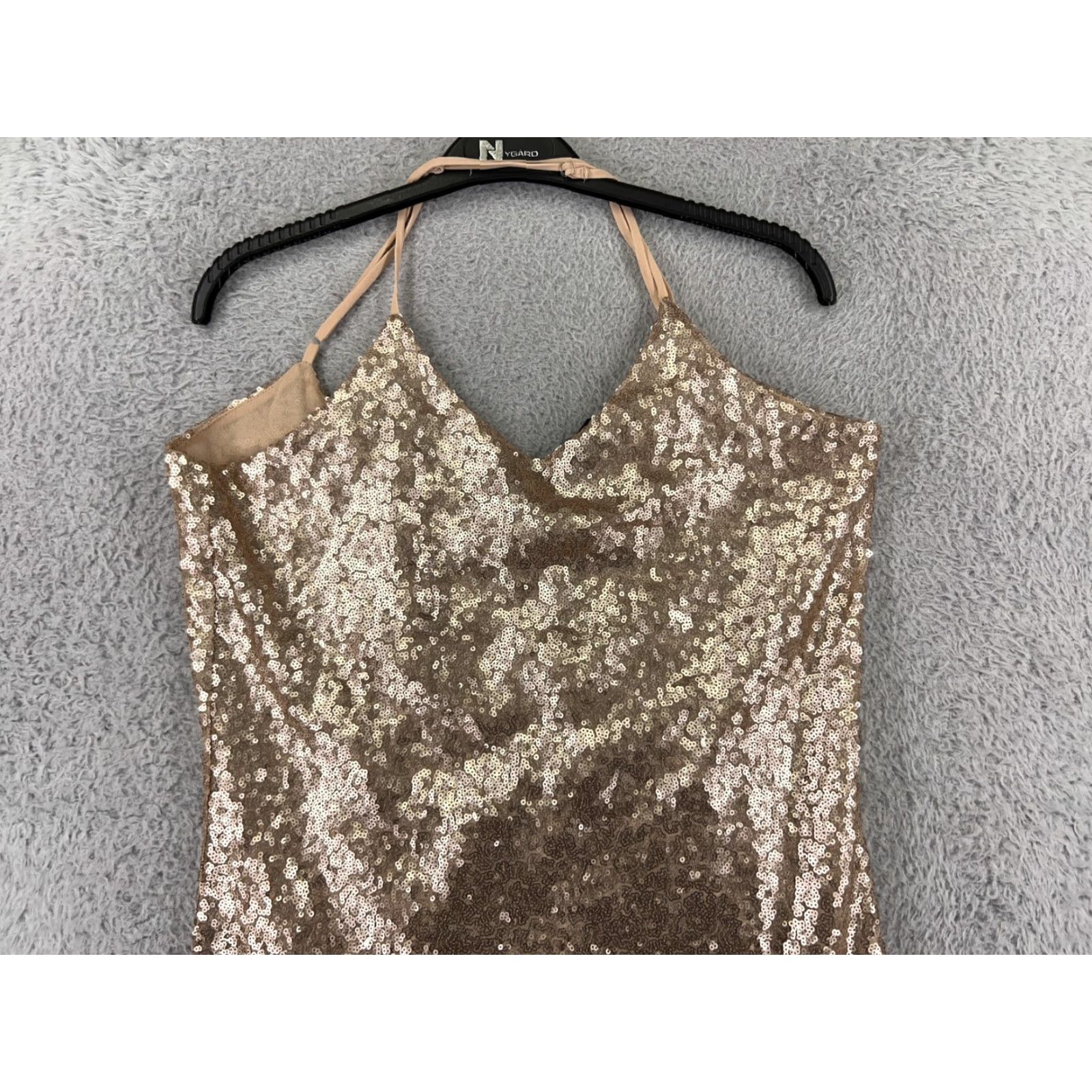 Vintage Free Press Dress Womens Small Gold Sequin Polyester Lined Cocktail Micro 32" len Size S / US 4 / IT 40 - 4 Thumbnail