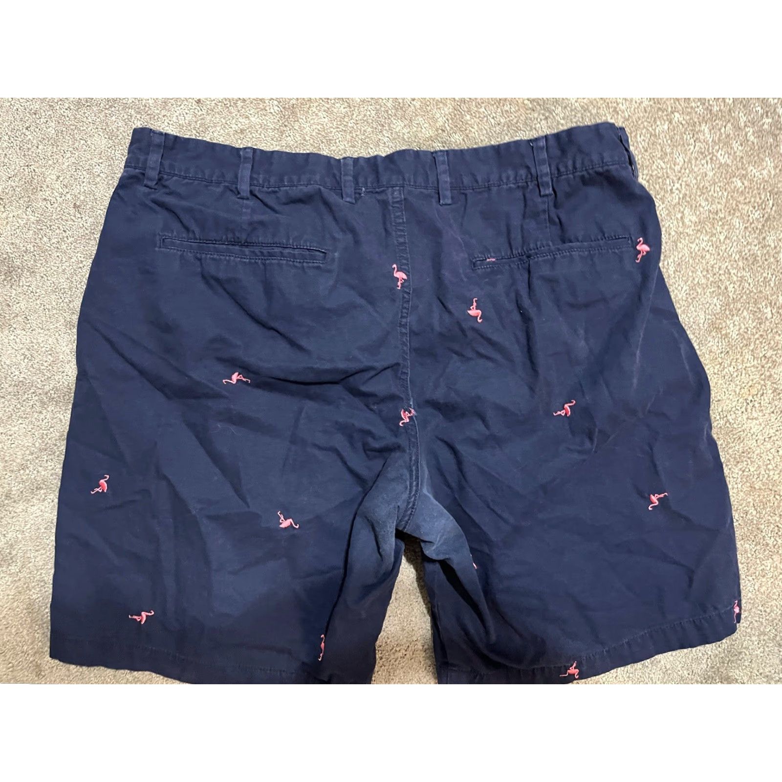Gap Gap Shorts 38 Navy Blue Pink Flamingo Flat Front 100% Cotton Mens Size US 38 / EU 54 - 2 Thumbnail