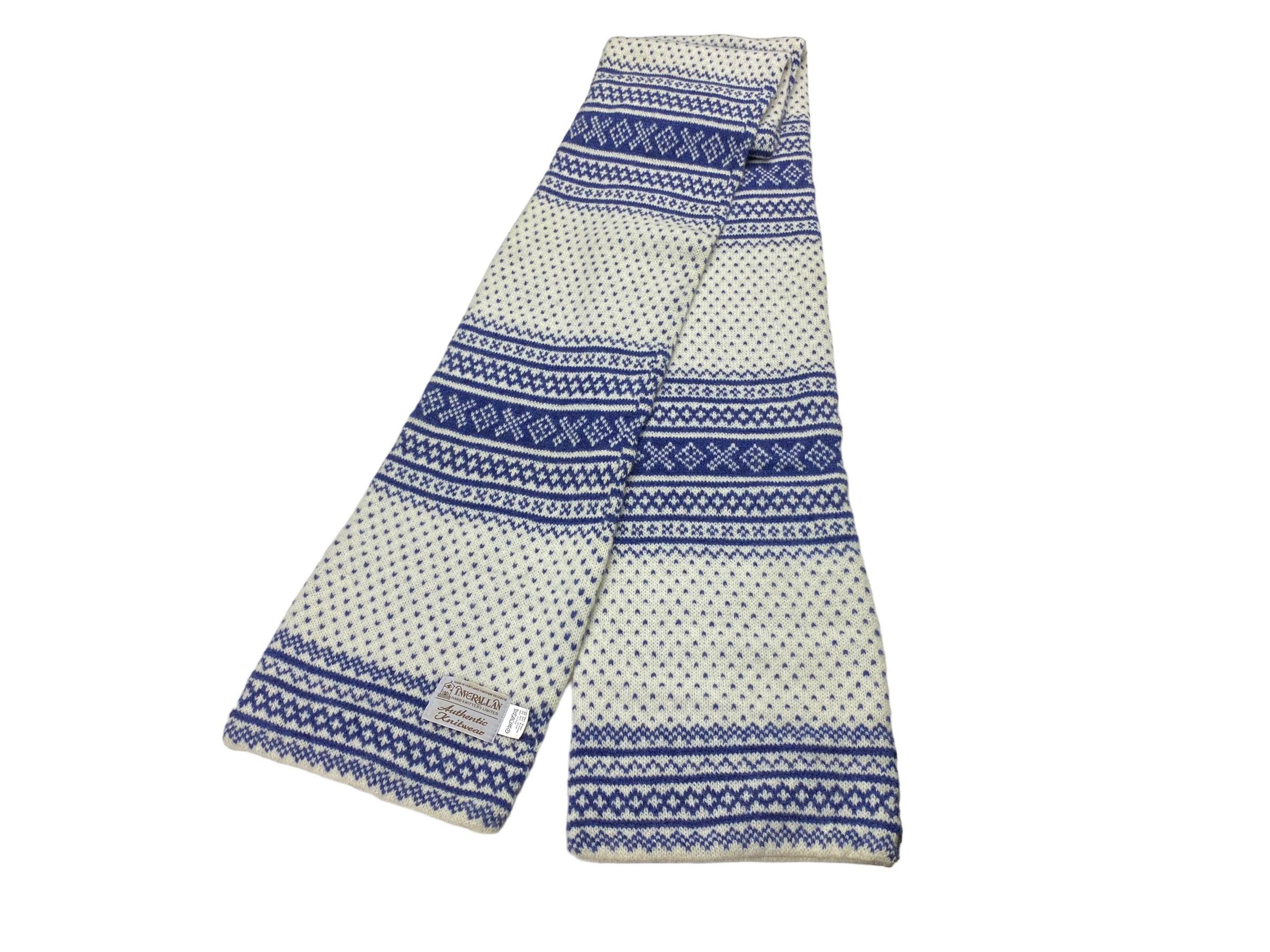 Inverallan Vintage Inverallan HandKnit Wool Scarf Striped 90s Scottish Size ONE SIZE - 2 Thumbnail