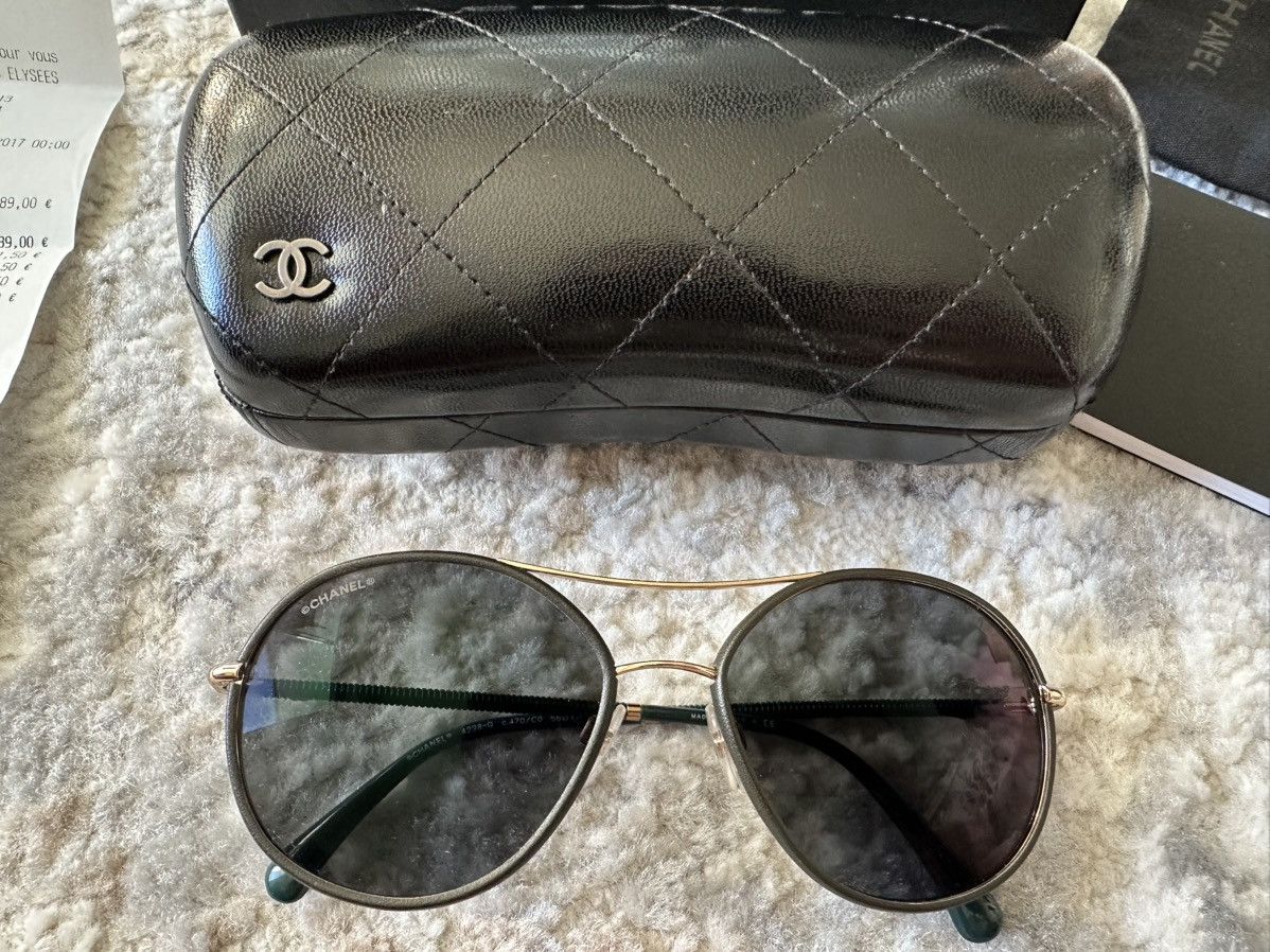 Chanel CHANEL Round Pilot Sunglasses 4228-Q Dark Green Size ONE SIZE - 7 Thumbnail