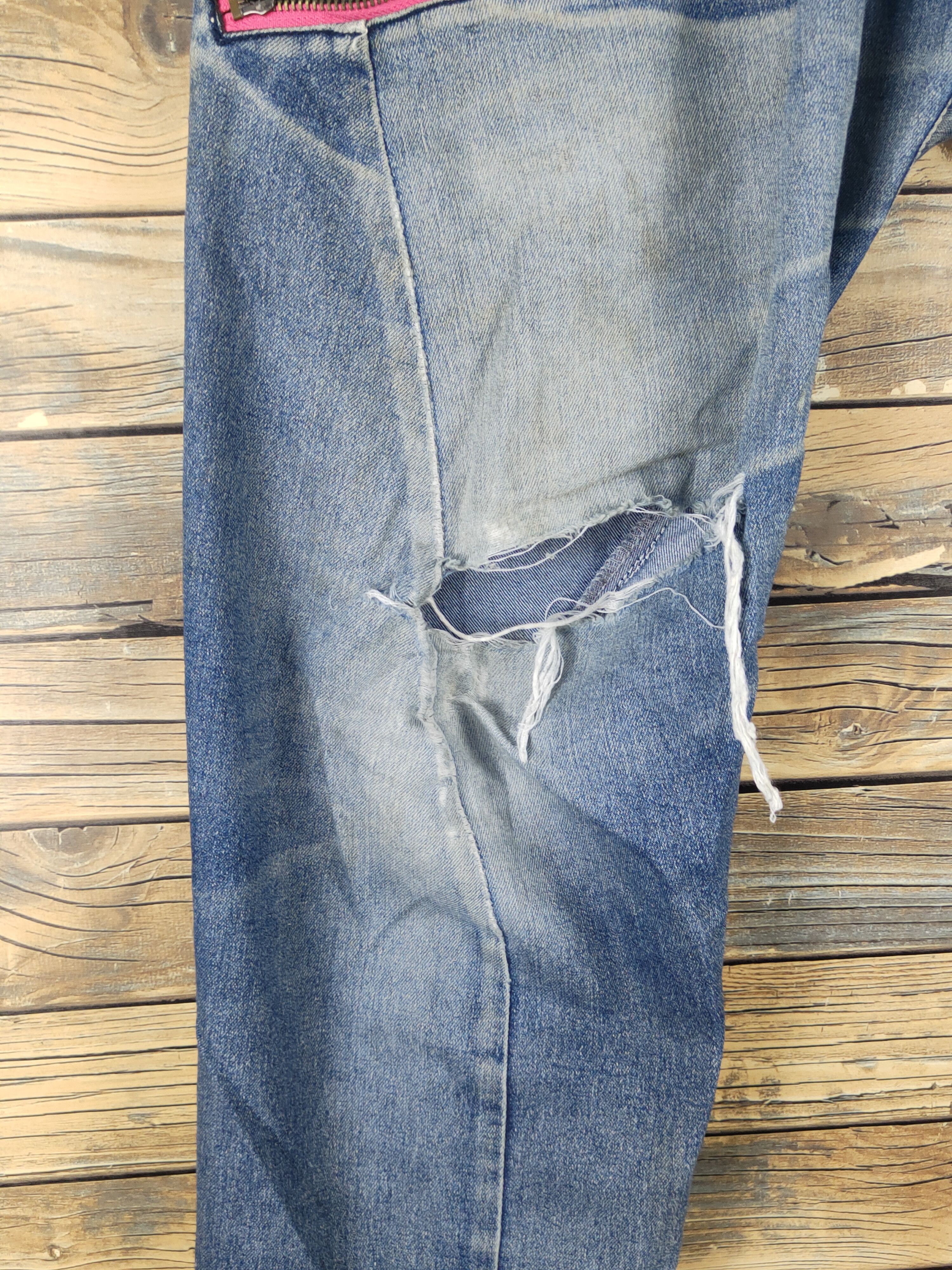 Japanese Brand UPST Upstart double waist Blue Ripped Soft Jeans #W1704 Size US 32 / EU 48 - 5 Thumbnail