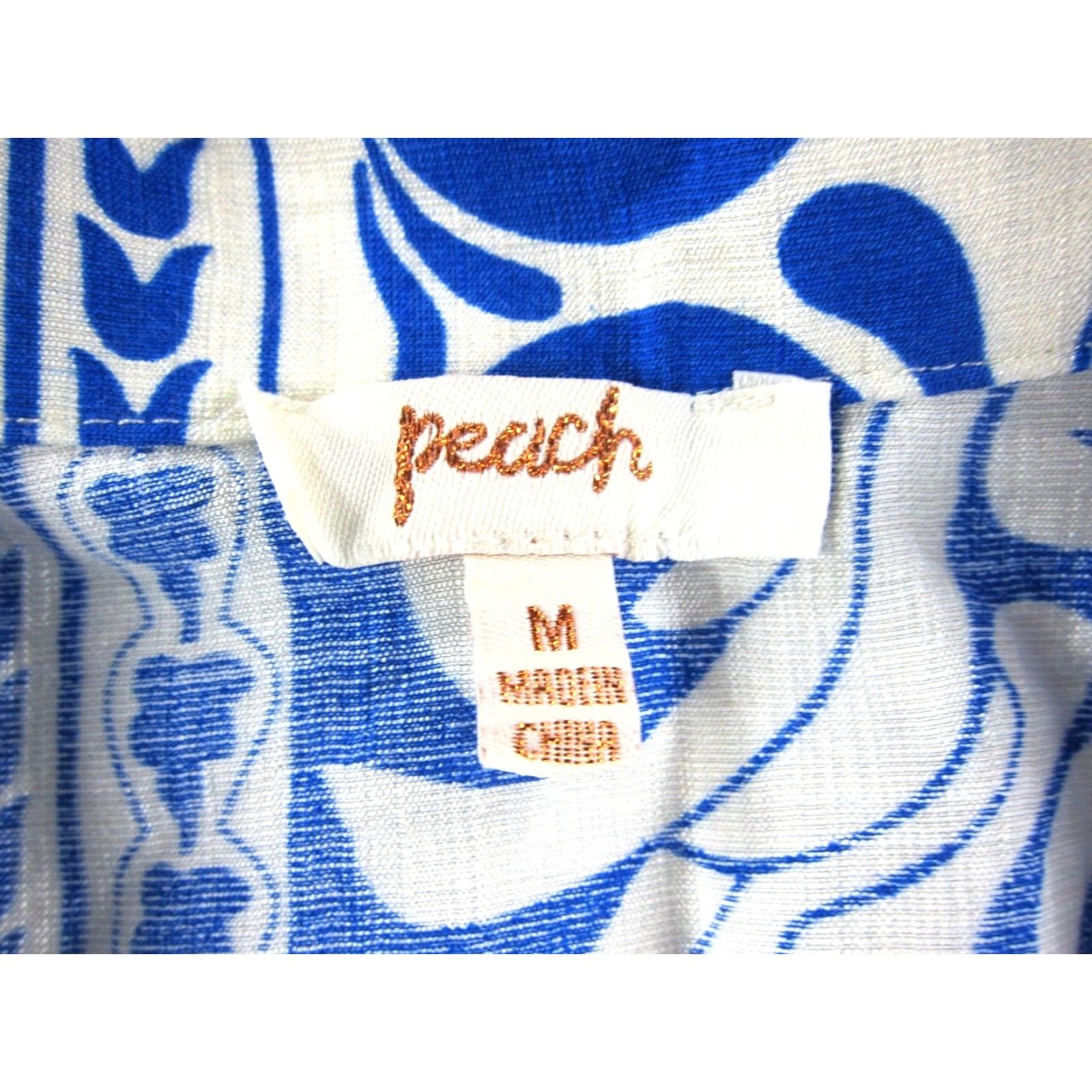 Vintage NWT Peach Clothing White Blue Floral Cap Sleeve Cropped Collared Blouse Medium Size M / US 6-8 / IT 42-44 - 3 Thumbnail