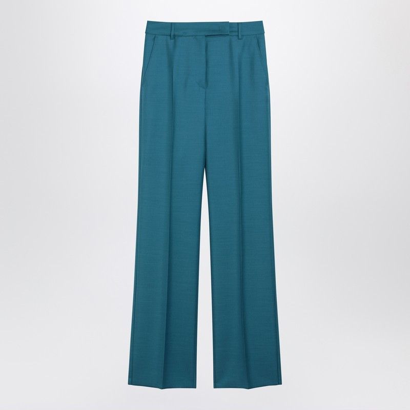 Max Mara Max Mara Turquoise Wool And Silk-Blend Trousers Size 27" / US 4 / IT 40 - 1 Thumbnail