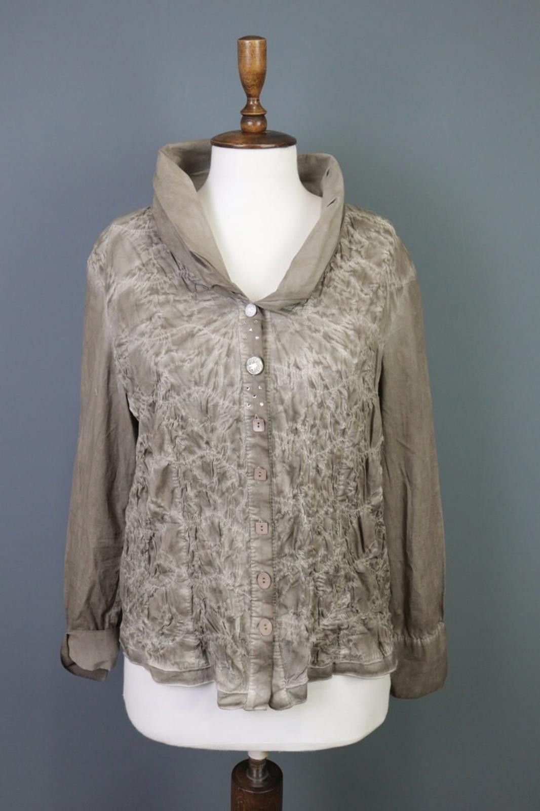 Designer Bottega Gray Designer Lagenlook Shirt Blouse Tunic Size XXL Size XL / US 12-14 / IT 48-50 - 1 Thumbnail