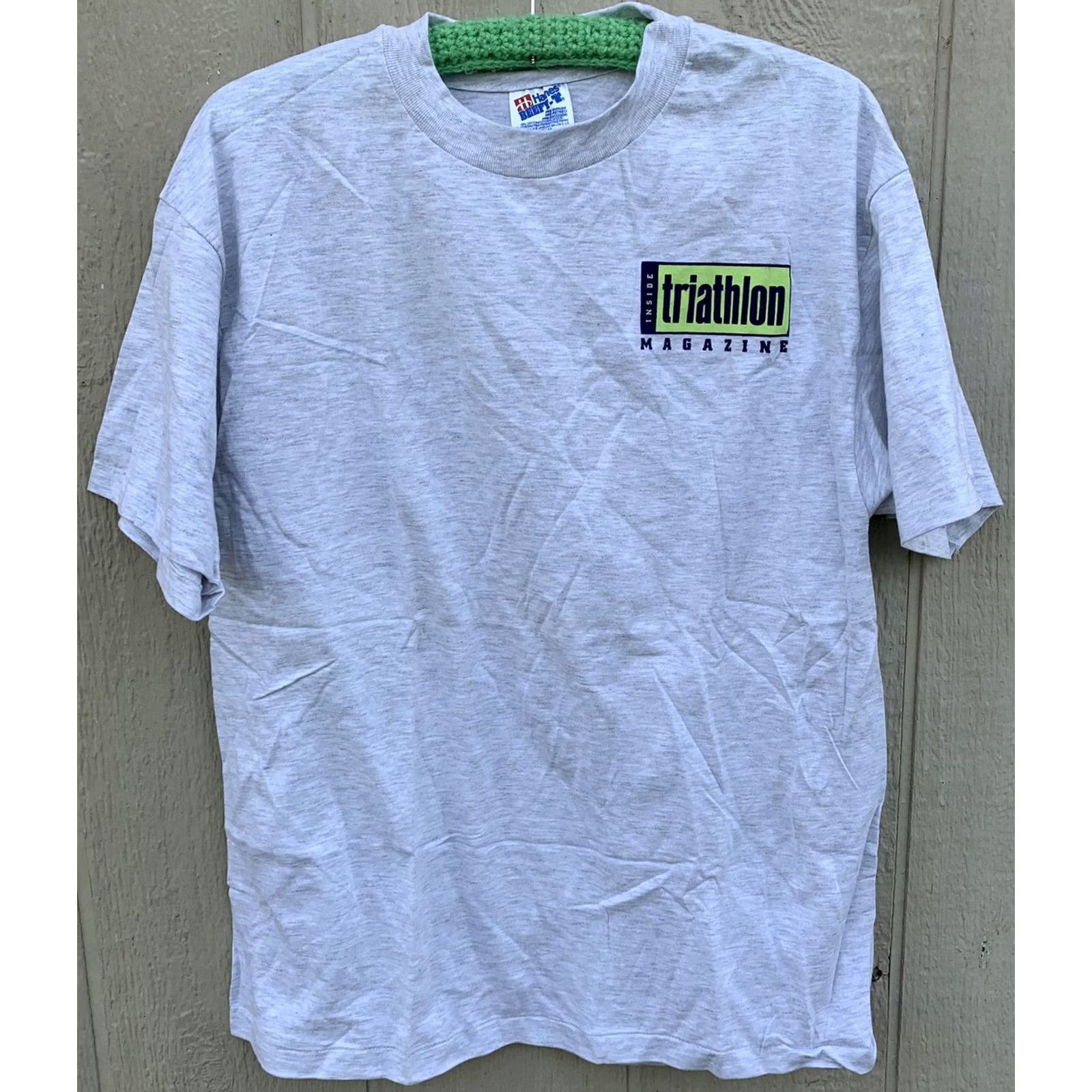 Hanes VINTAGE Hanes Beefy-T T-Shirt Mens Short Sleeve Crew Neck Gray Cotton Size L 1990s Inside Triathlon Magazine Graphic Print Size US L / EU 52-54 / 3 - 3 Thumbnail