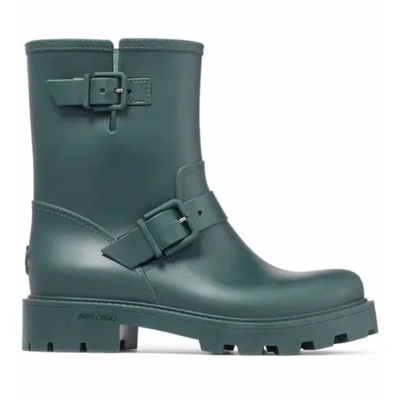 Jimmy Choo Jimmy Choo Yael Dk Green Biodegradable Rubber Rain Boots- 36 Size US 6 / IT 36 - 2 Thumbnail