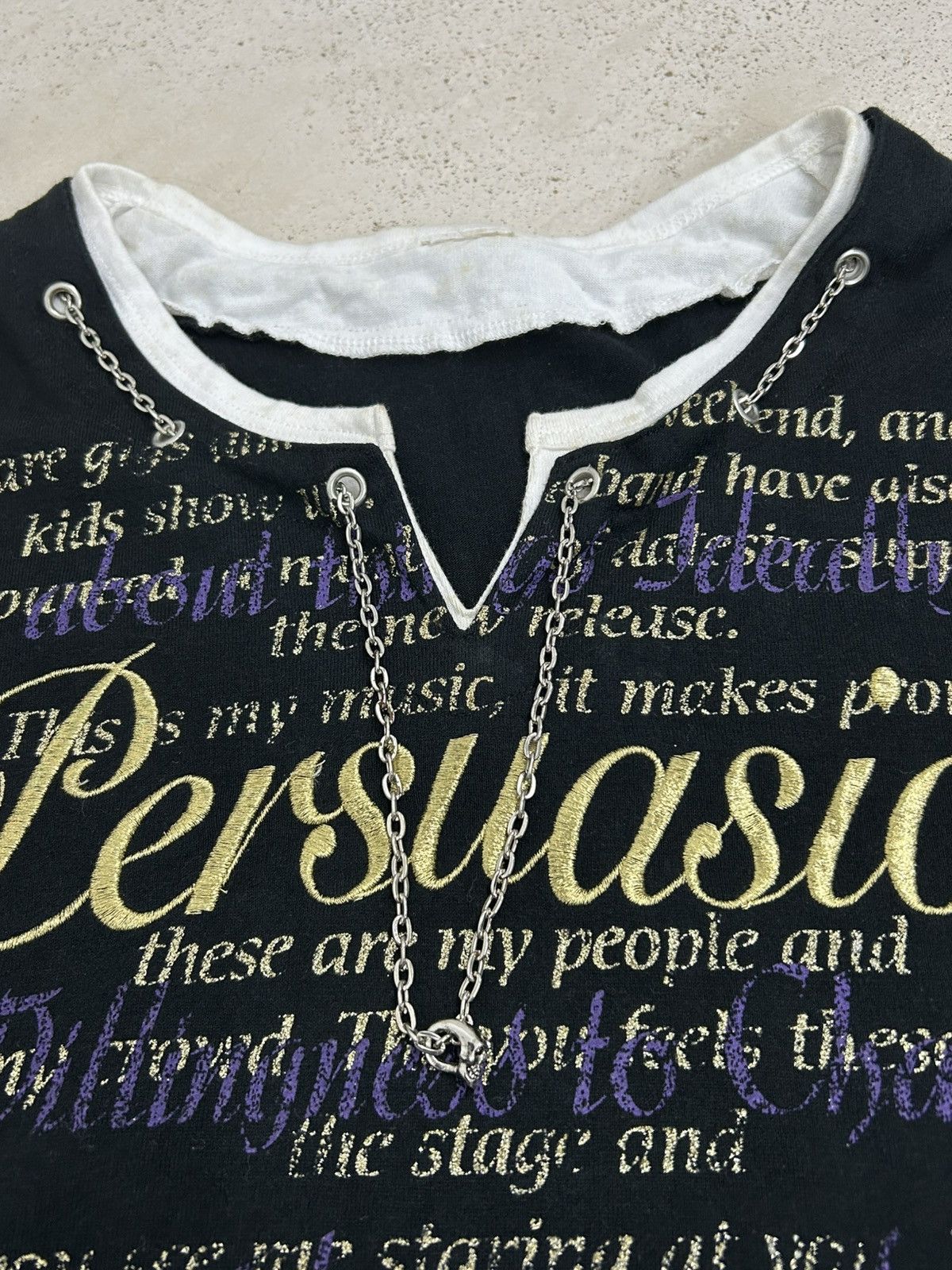 Designer × Japanese Brand Edgy Gothic Graphic Shirt w/ Chains - Vintage Punk Aesthetic Size US L / EU 52-54 / 3 - 5 Thumbnail