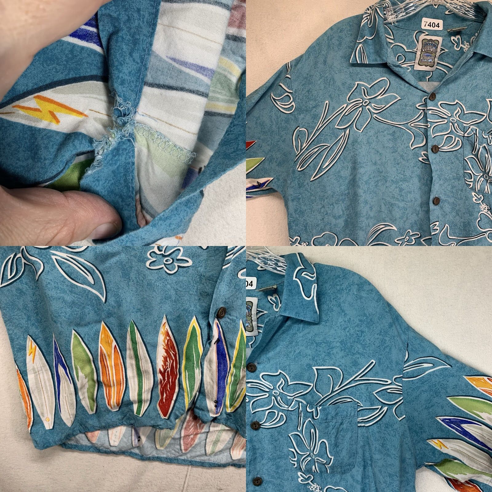 Vintage VINTAGE Ocean Current Men’s Surf Board Hawaiian Shirt Large Blue Floral 100% Rayon Beach Summer Casual Size US L / EU 52-54 / 3 - 8 Thumbnail