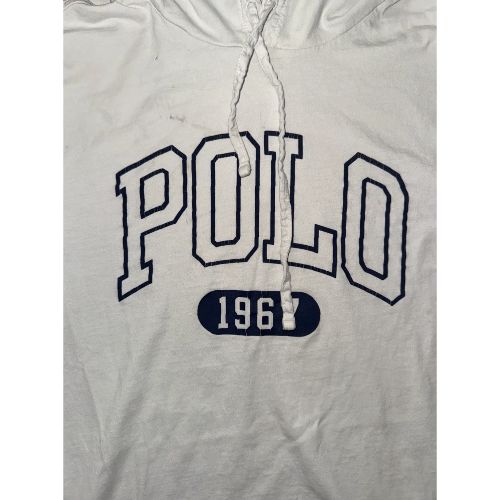 Ralph Lauren Polo Ralph Lauren 1967 Hooded Long Sleeve Shirt White Large Distressed Vintage–Preowned Mens Shirt Hoodie 1967 Collegiate Prep Style Size US L / EU 52-54 / 3 - 2 Thumbnail