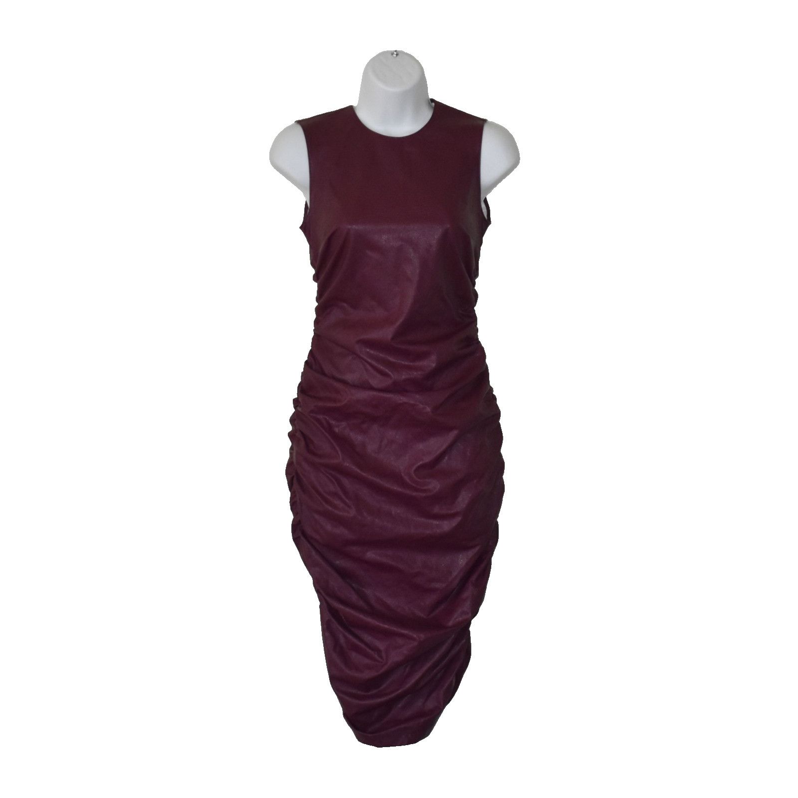 Amanda Uprichard New AMANDA UPRICHARD Jamilla Faux Leather Ruched Dress Sz XS Size XS / US 0-2 / IT 36-38 - 2 Thumbnail