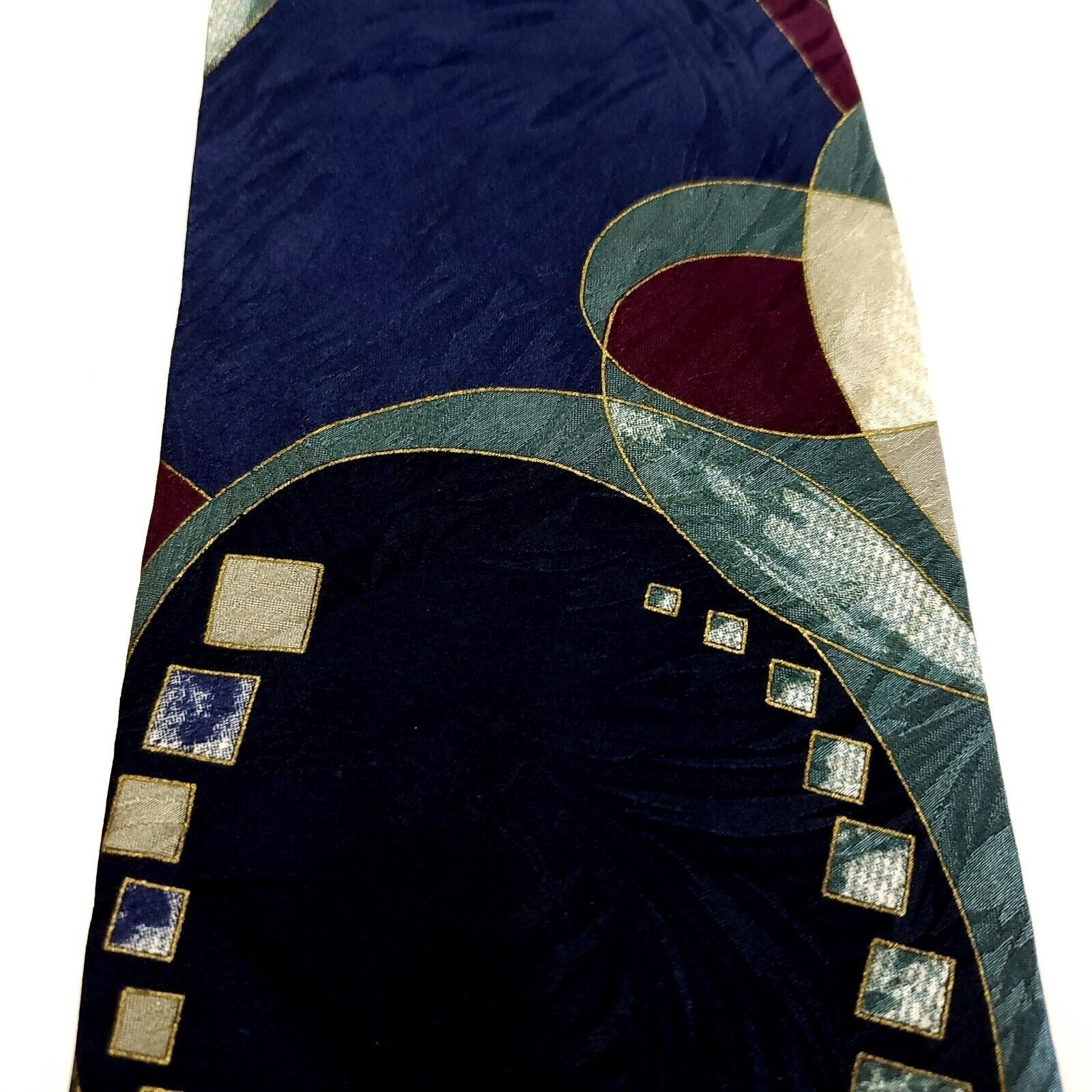 Designer Studio 54 Tie Rack Black Green Blue Abstract Jacquard Print Size ONE SIZE - 2 Thumbnail