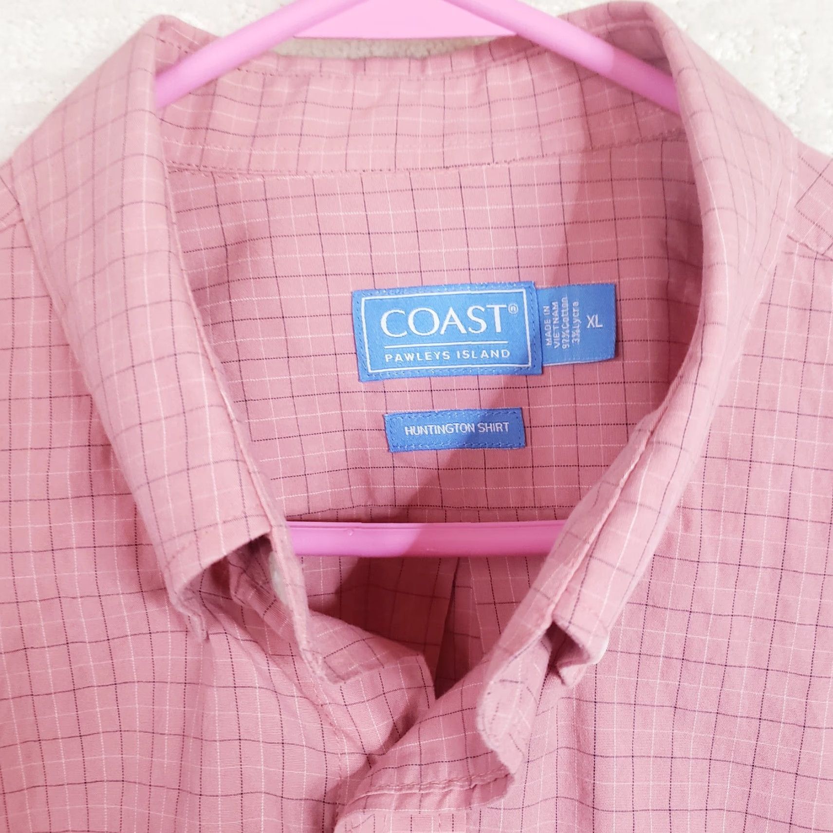 Vintage Coast Huntington Shirt Plaid Button-Up XL Men Pink Coral Crab Logo Embroidered Collared Long Sleeve Size US XL / EU 56 / 4 - 5 Thumbnail