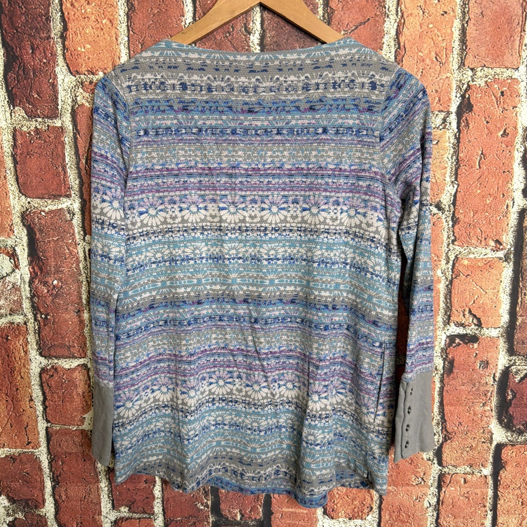J. Jill J. Jill Womens Pullover Long Sleeve Crew Neck Top Green Floral Size XS Petite Shirt Ladies Size XS / US 0-2 / IT 36-38 - 3 Thumbnail