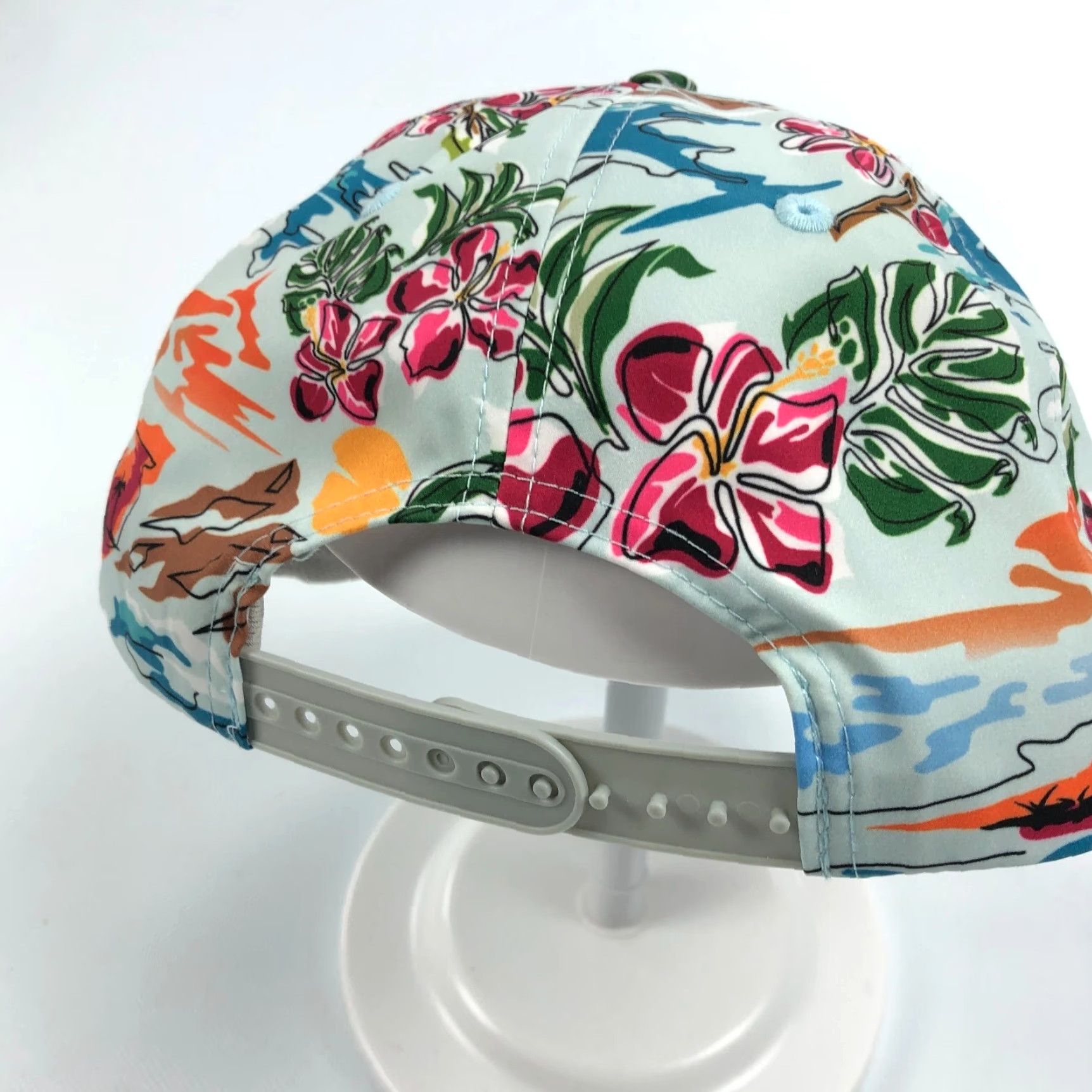 Vintage Livin Hooked Hat Snapback Flat Brim Tropical Floral Graphic Rope Detail Surf Pelican Size ONE SIZE - 4 Thumbnail