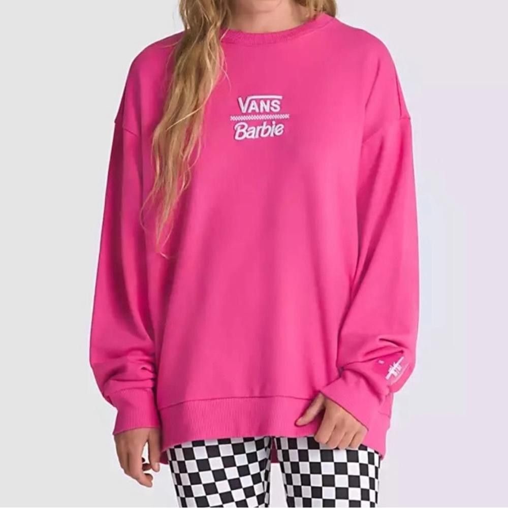 Vans x Barbie Rene Hot Pink Oversized Sweatshirt Large NEW
