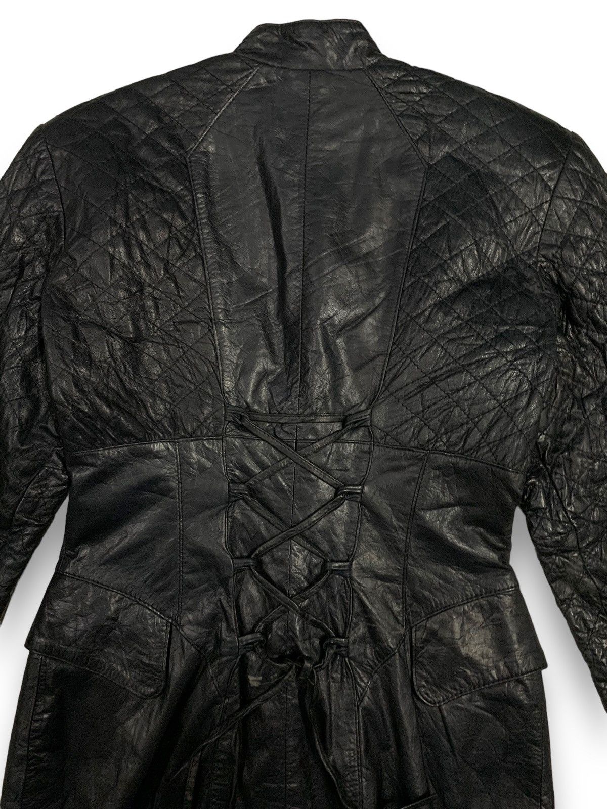 Other Vintage Marais Cowhide Leather Lace-up Punk Style Overcoat Size M / US 6-8 / IT 42-44 - 12 Thumbnail