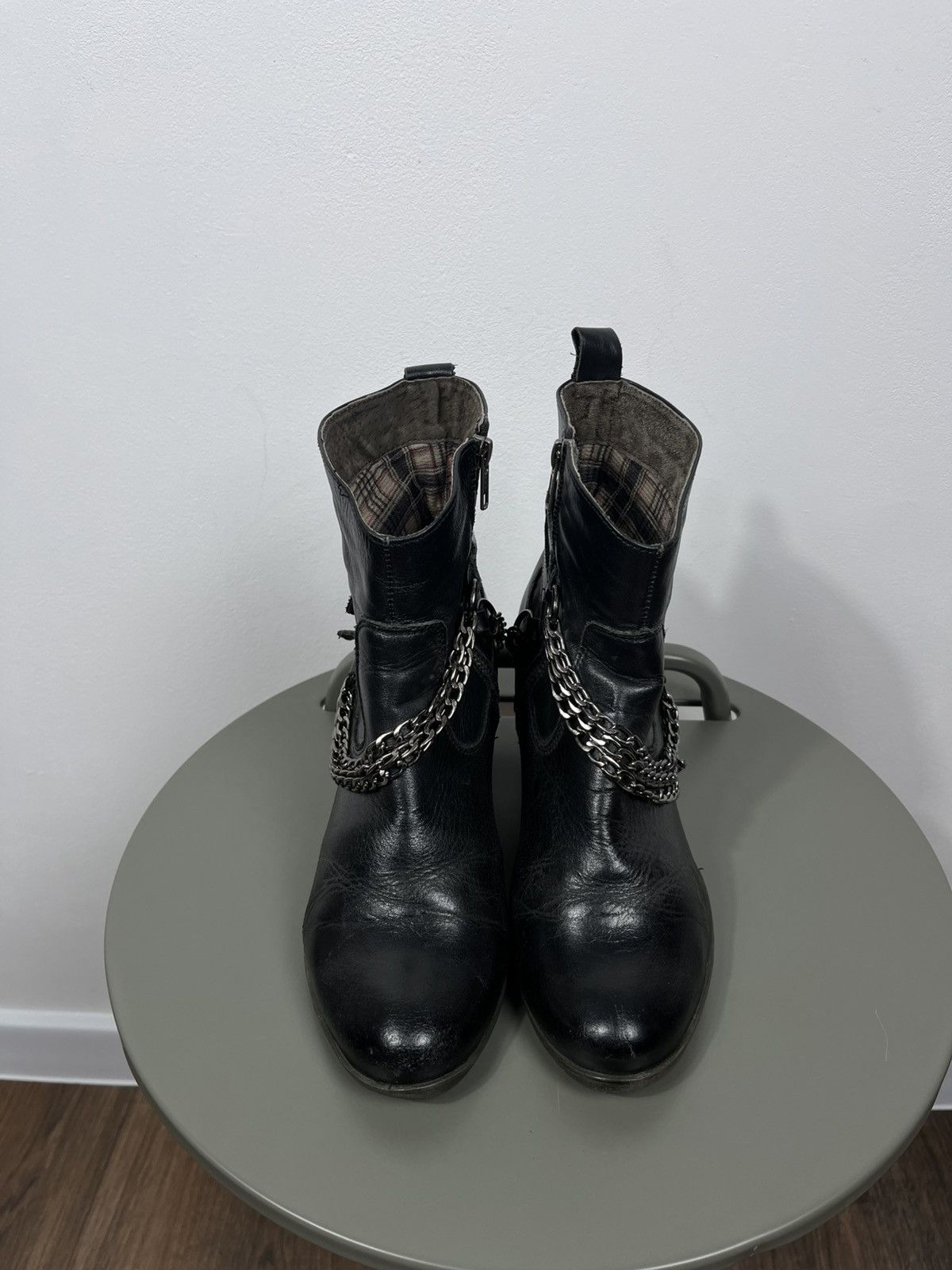Other Rock Rebel Black Chain Zip Ankle Boots Womens EU 39 Size US 8 / IT 38 - 3 Thumbnail