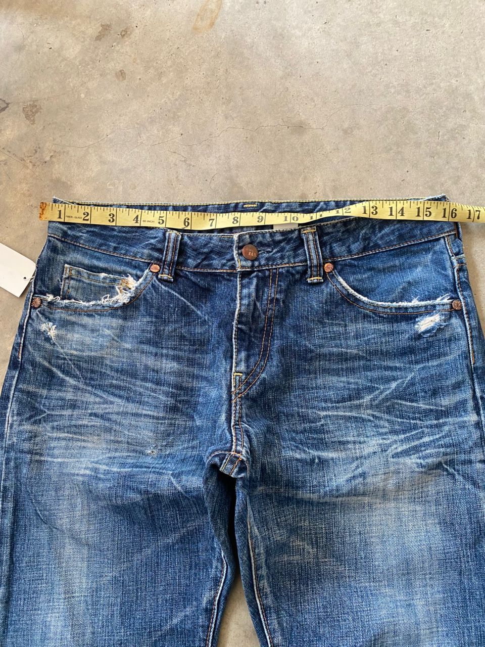 Japanese Brand Vintage River & Blue Flare Distressed Denim Size US 32 / EU 48 - 5 Thumbnail