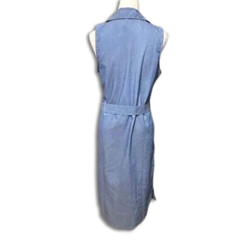 Other NY Collection Chambray Midi Dress Belted Sleeveless Blue MP Size M / US 6-8 / IT 42-44 - 5 Thumbnail