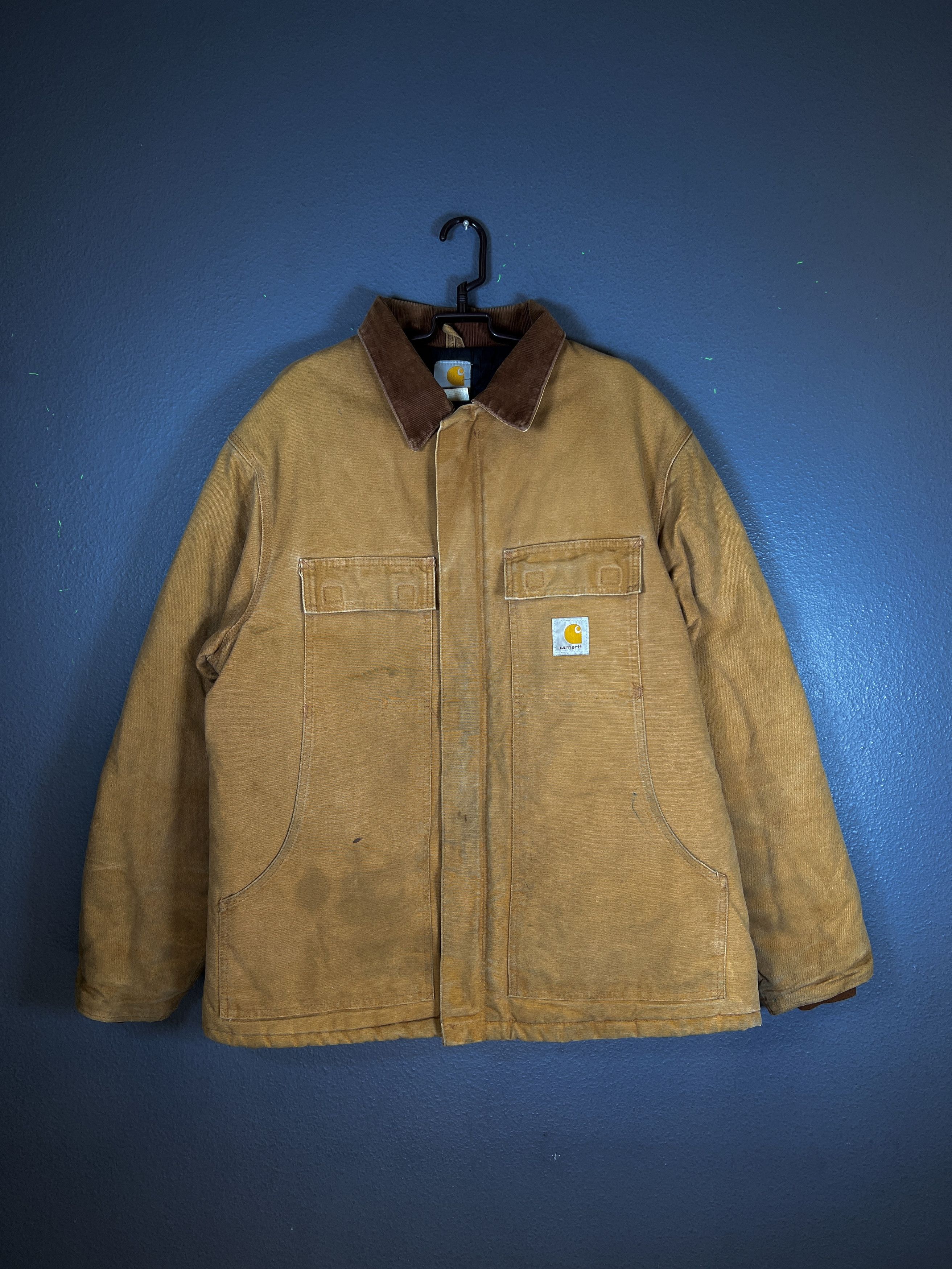 image of Carhartt Size Xxl Vintage Dark Brown Mens Jacket in Beige