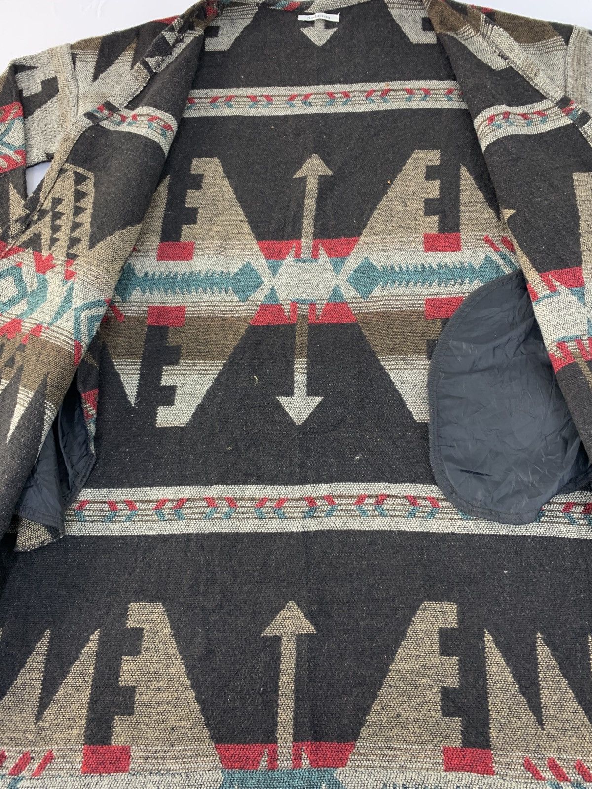 Vintage 90s Radarista Aztec Navajo Blanket Wool Wrap Cardigan Size L / US 10 / IT 46 - 4 Thumbnail