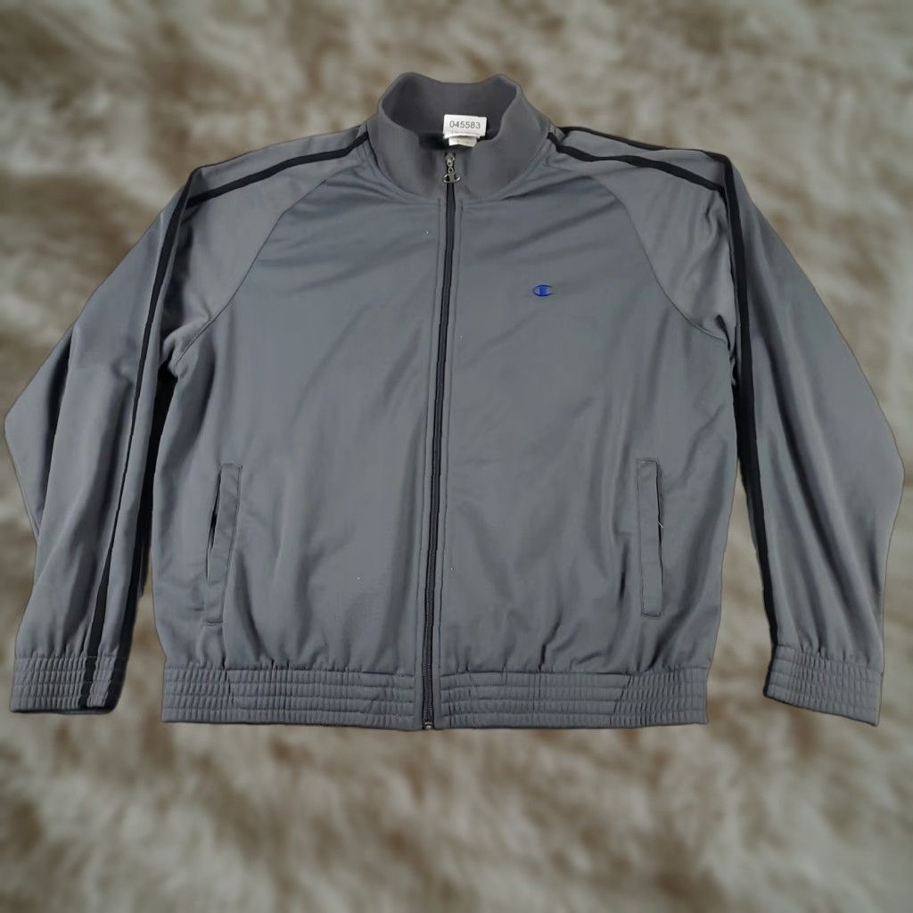 Champion Champion Jacket Mens XL Gray Full Zip Up Track Sweater Sweatshirt Size US XL / EU 56 / 4 - 1 Thumbnail