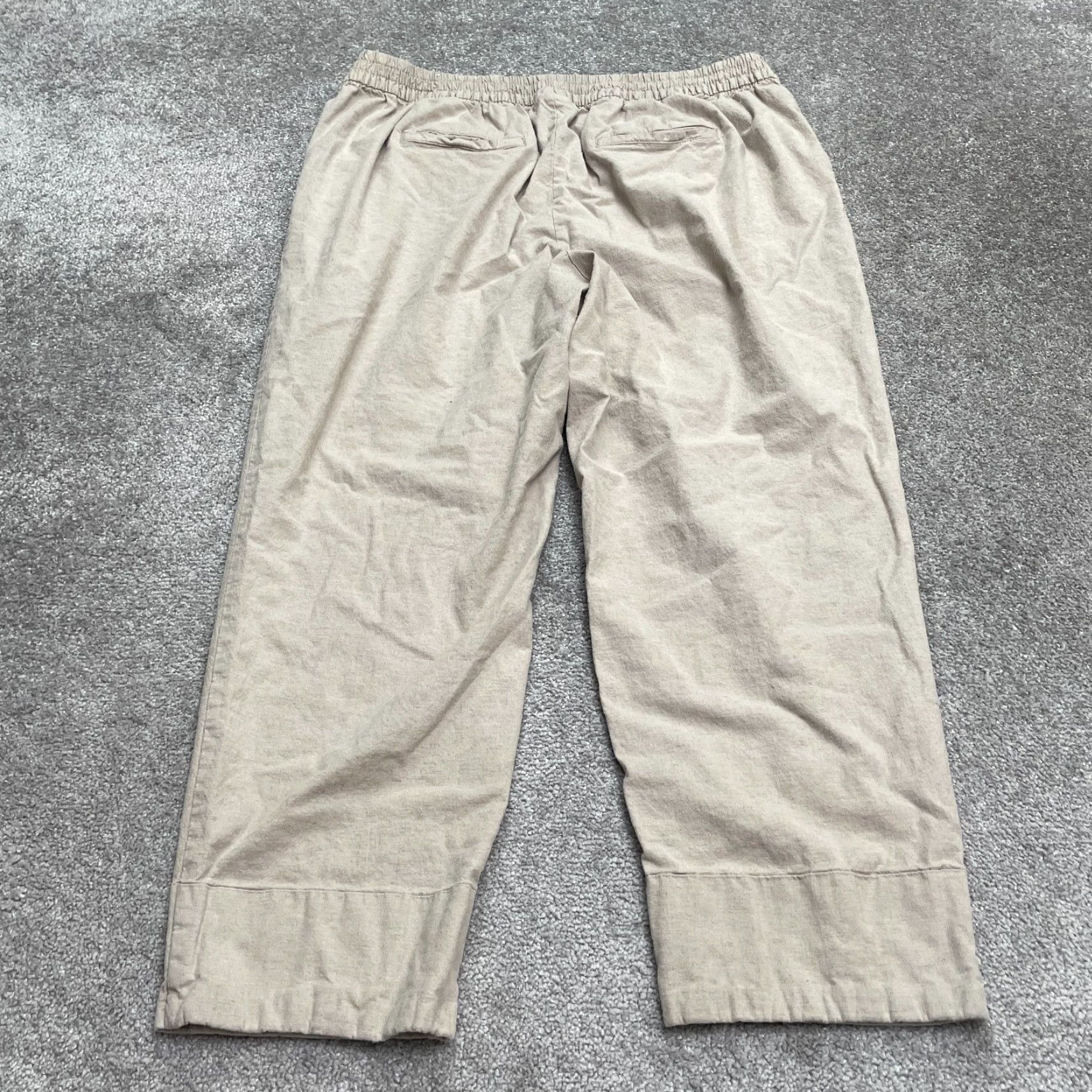 Vintage Lane Bryant Pants Womens 16 Beige Linen Blend Pull On Elastic Straight 37x26.5 Size 38" / US 16 / IT 52 - 2 Thumbnail