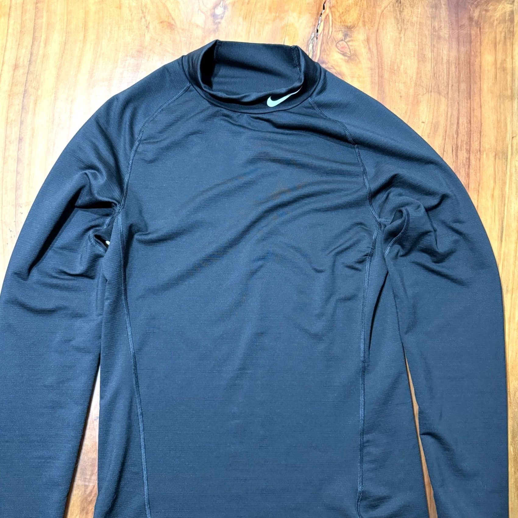 Nike Nike PRO Warm Men's Shirt Small Dri-Fit Long Sleeve Crew Mock Neck Fleece Lined Black 34 Chest, 27.5 Length Sports Active Athletic Shirt Mens Size US S / EU 44-46 / 1 - 2 Thumbnail