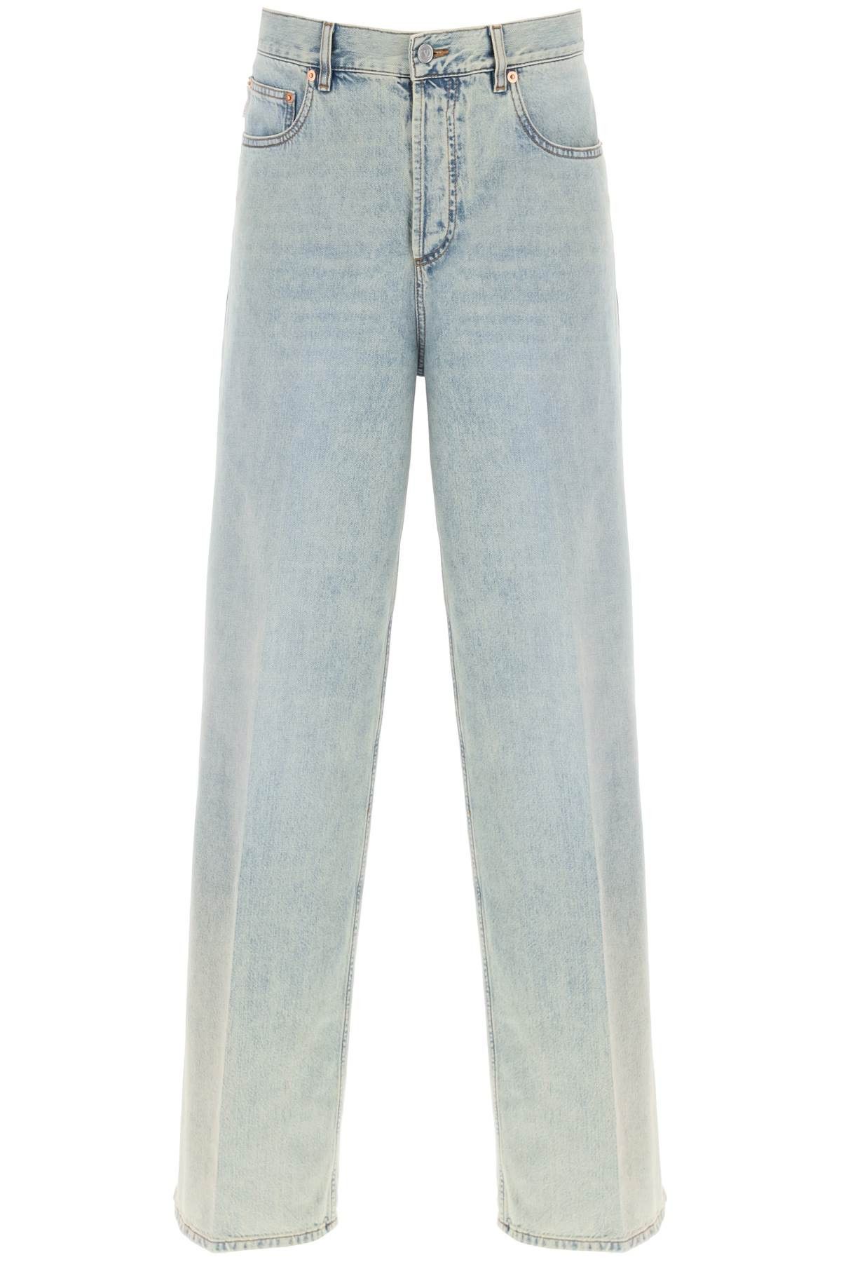 image of Valentino Garavani Oversized Jeans With V Detail in Blue, Men's (Size 30)