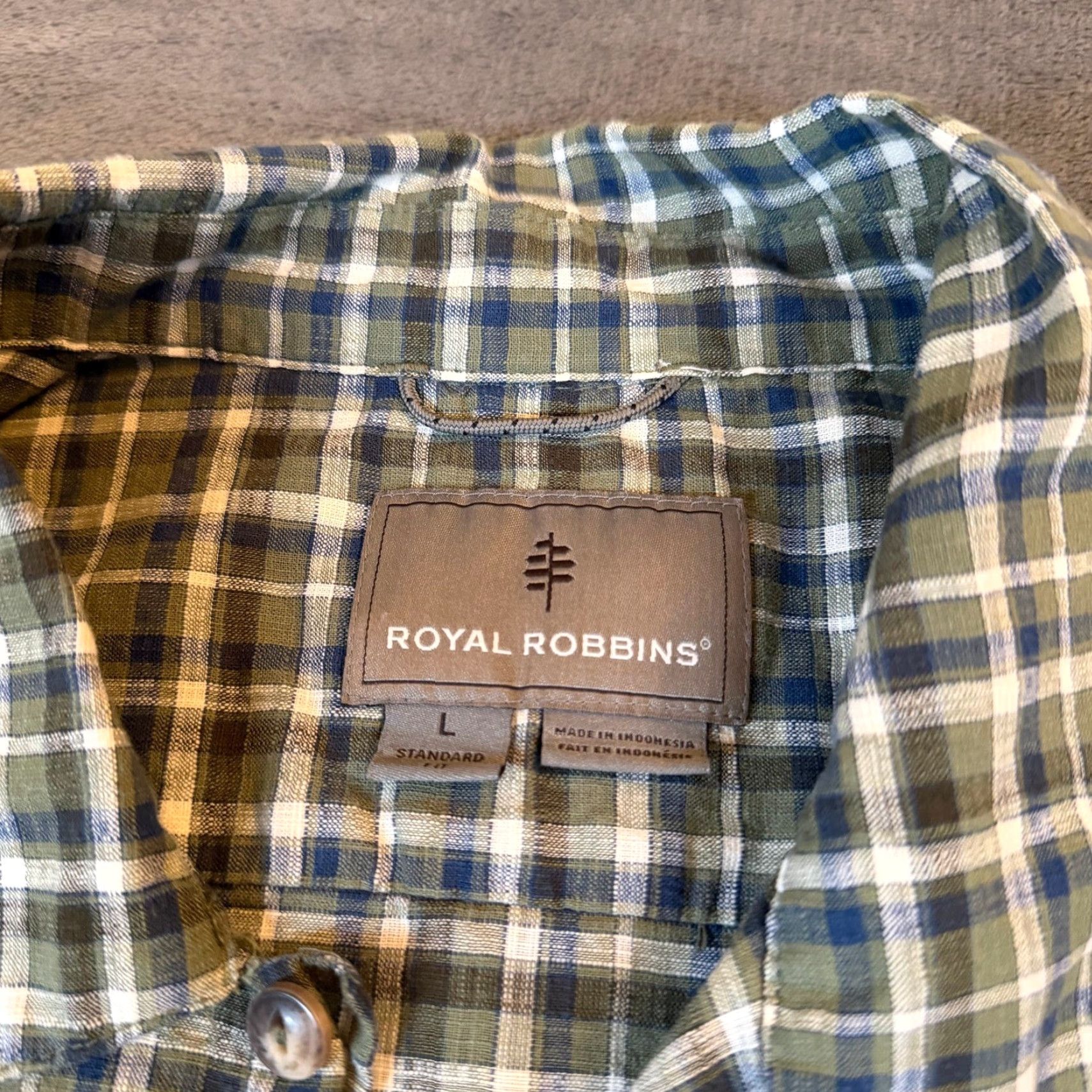 Royal Robbins Royal Robbins Button-Up Shirt Mens L Green Blue Plaid Organic Short Sleeve Casual Travel Outdoor Bohemian Pocket Collared Size US L / EU 52-54 / 3 - 2 Thumbnail