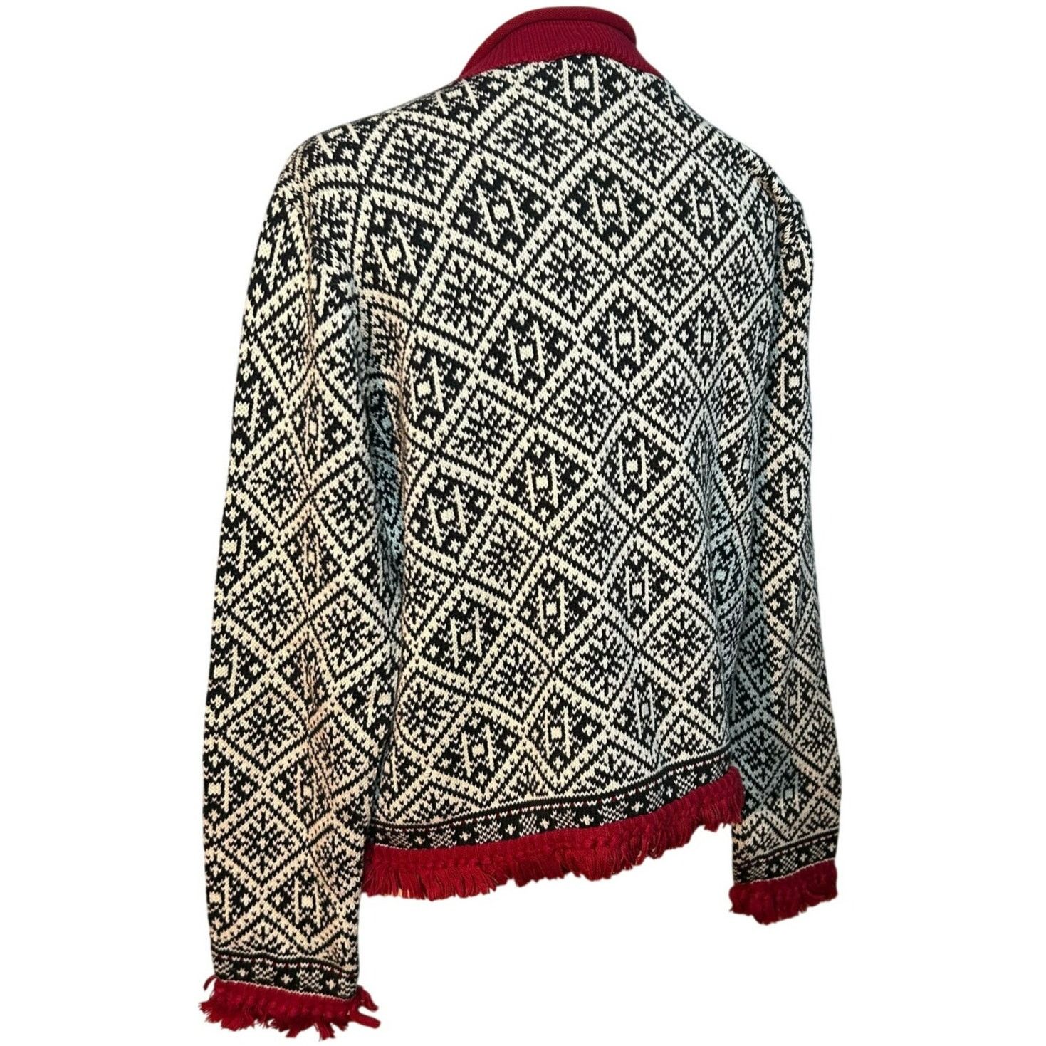 Talbots VTG 90s Talbots Large Winter Chalet Snowflake Fringe Sweater Size L / US 10 / IT 46 - 15 Thumbnail
