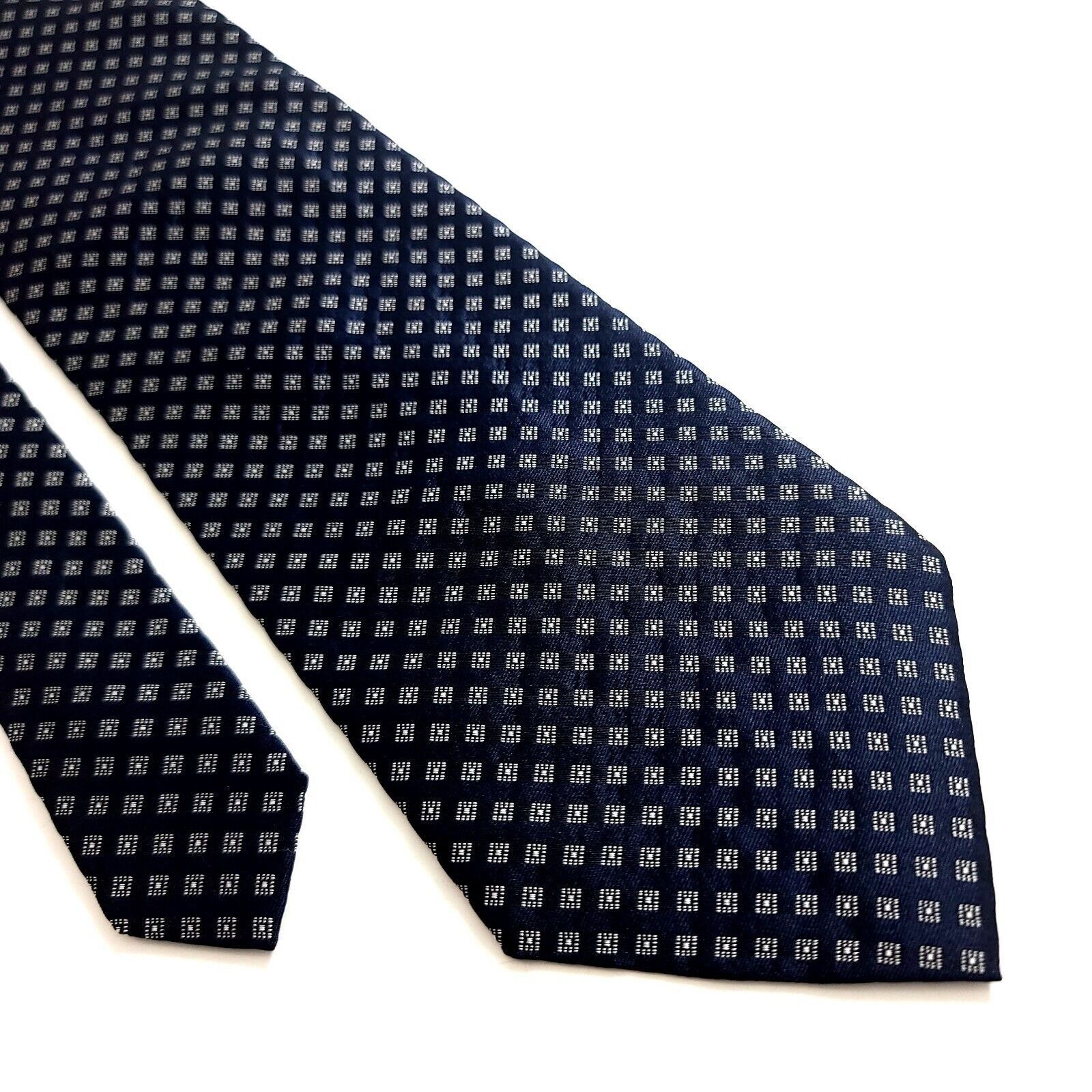 Designer Yves Saint Laurent Blue Geometric Woven Wide Silk Tie Size ONE SIZE - 1 Thumbnail